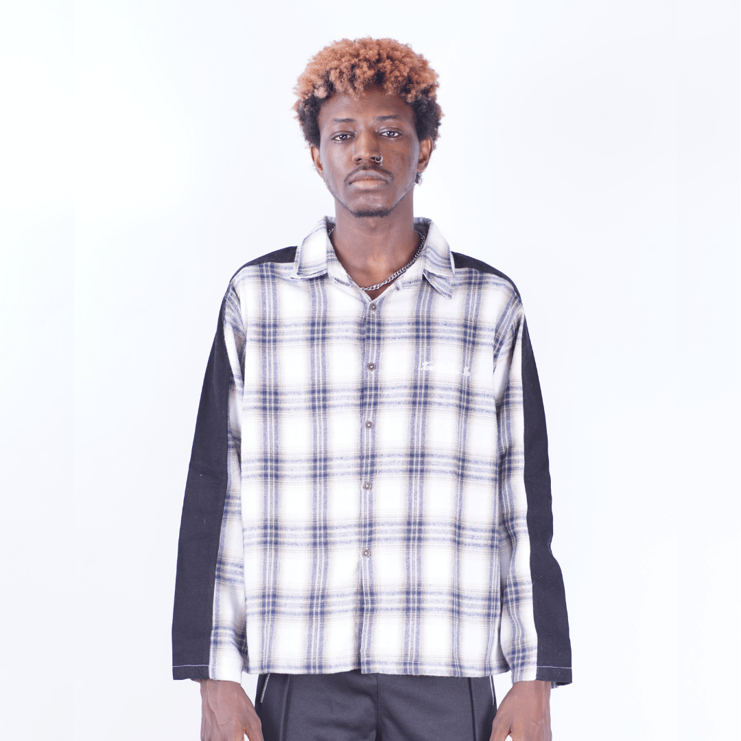 Two Tone Zipper Flannel Shirt