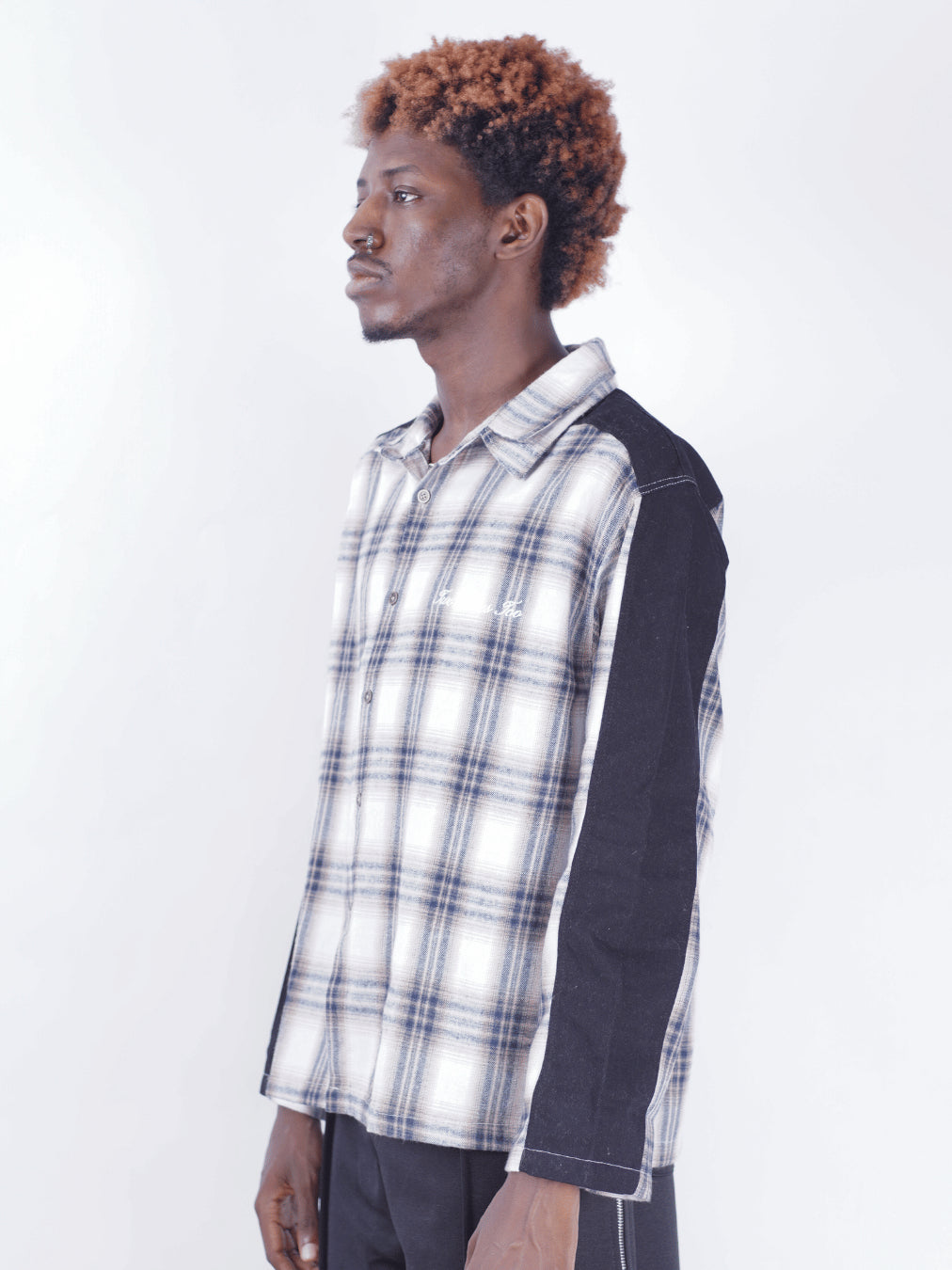 Two Tone Zipper Flannel Shirt
