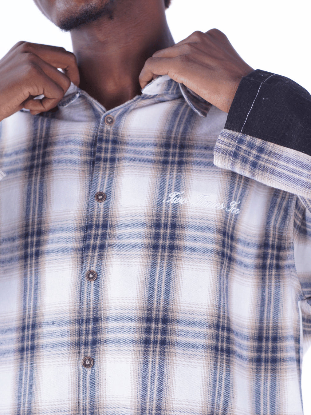 Two Tone Zipper Flannel Shirt