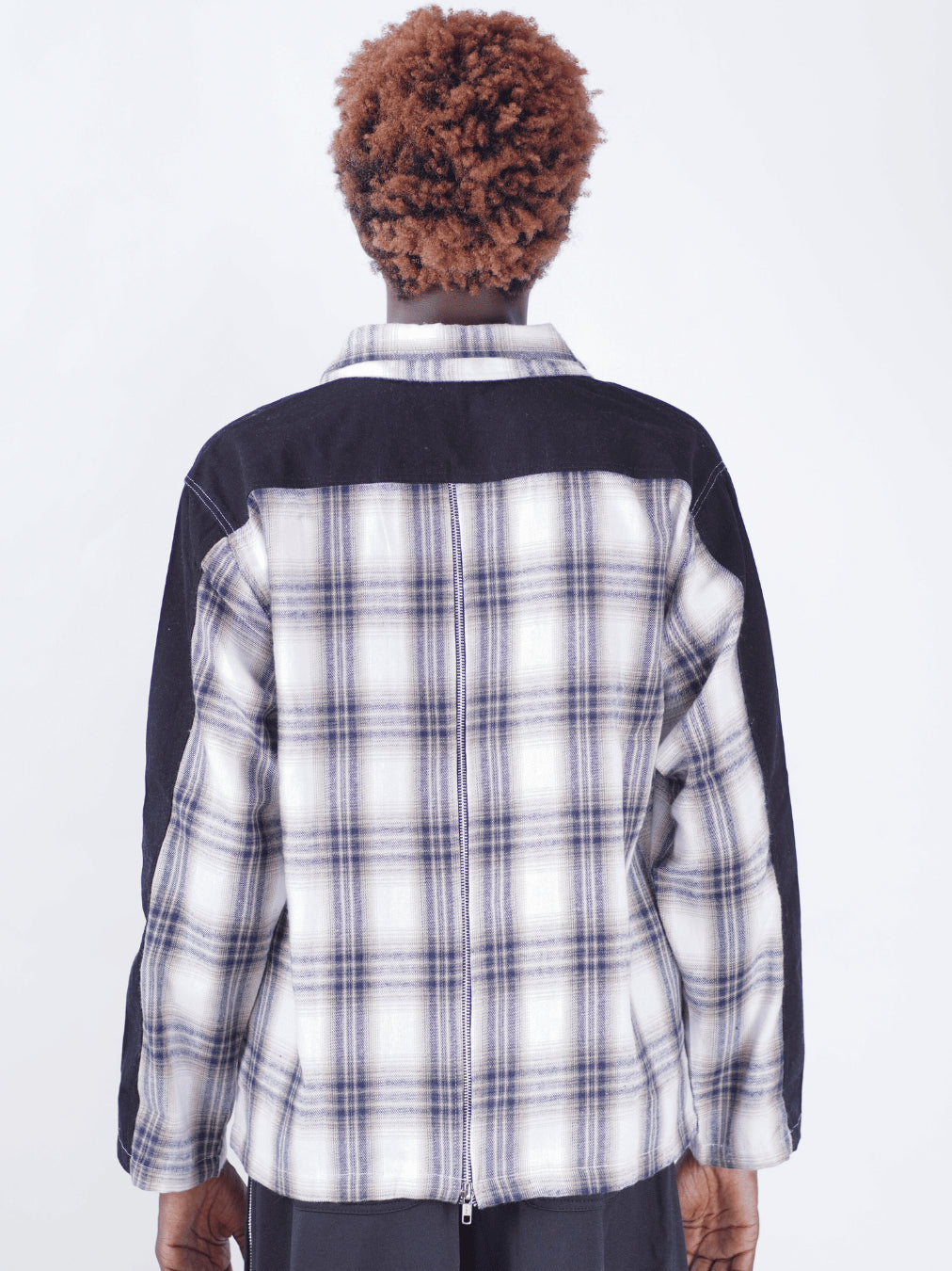Two Tone Zipper Flannel Shirt