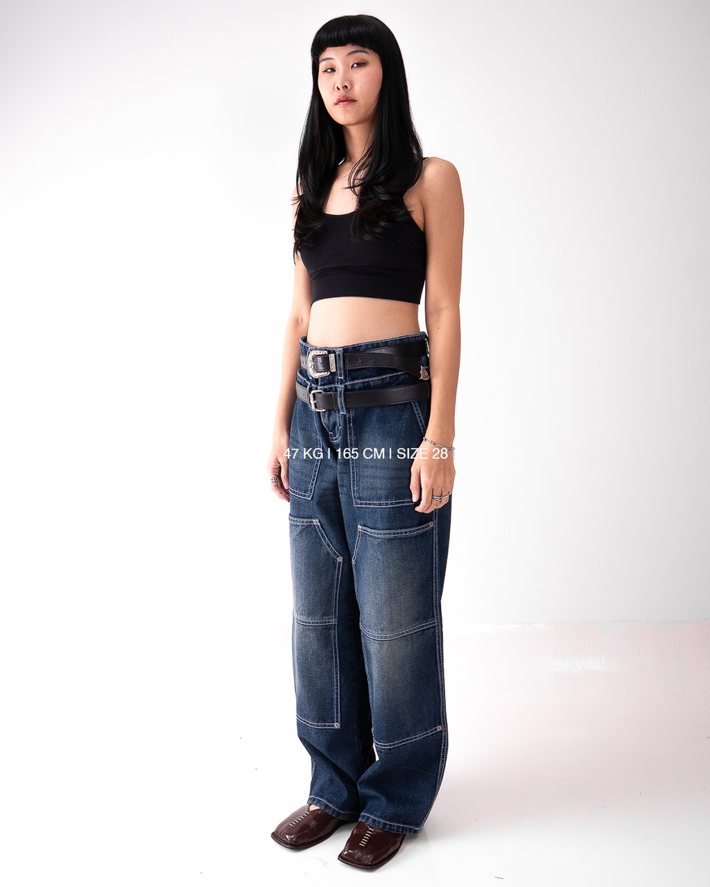 Double Knee Washed Denim Vintage Blue