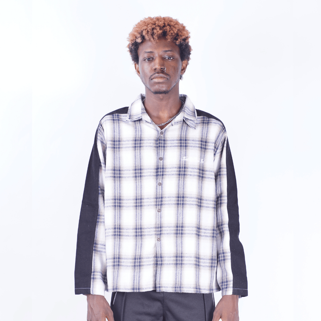 Two Tone Zipper Flannel Shirt