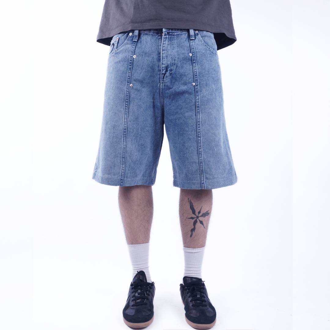 Pleated Jorts - Aged Blue
