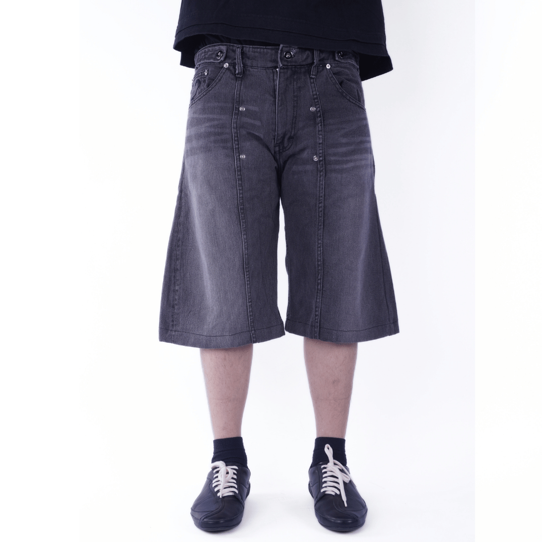 Pleated Jorts - Aged Black