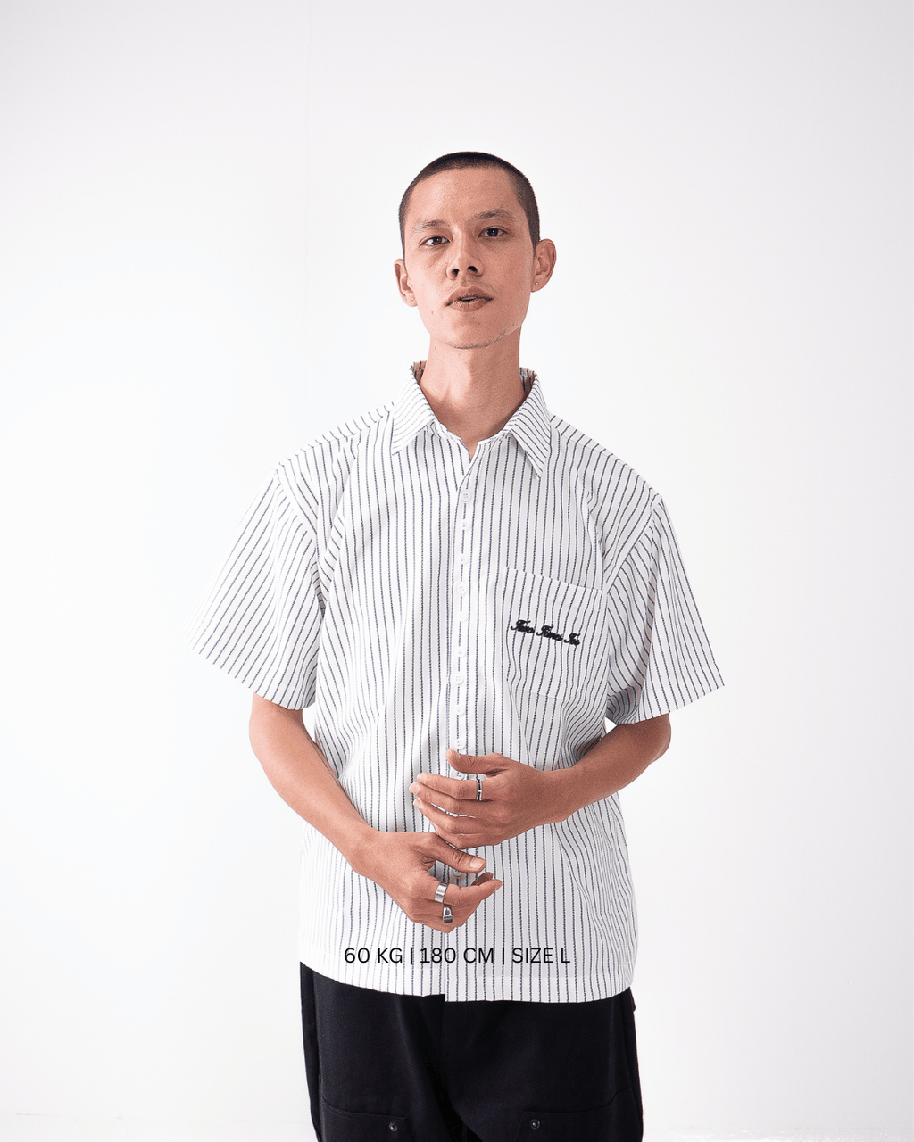 Pinstripe Logo Workshirt - Broken White