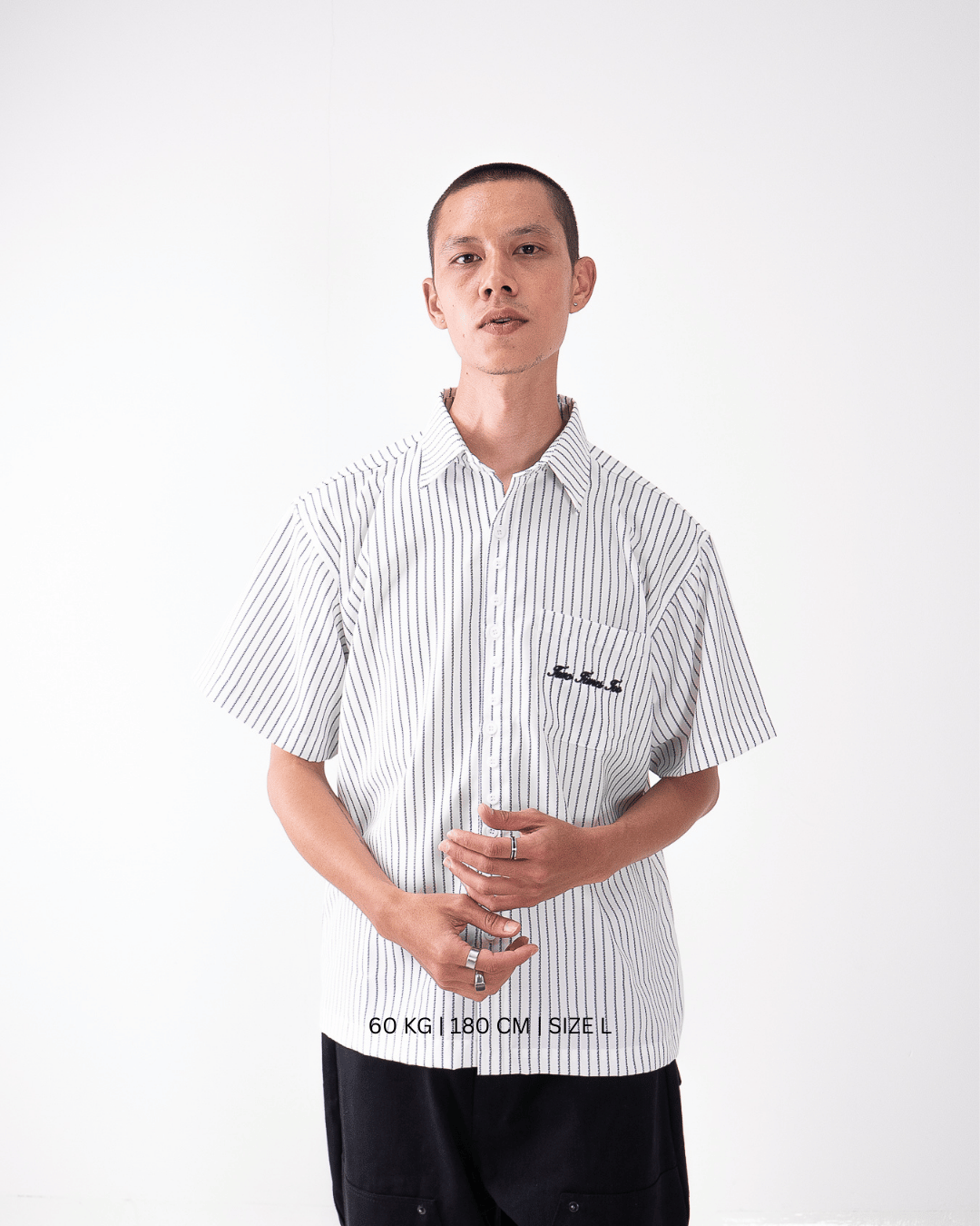 Pinstripe Logo Workshirt - Broken White