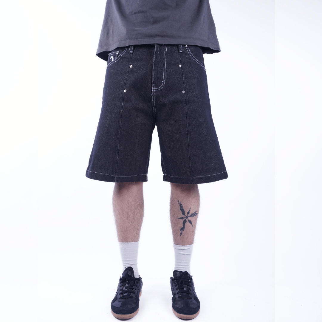 Pleated Jorts - Raw Black