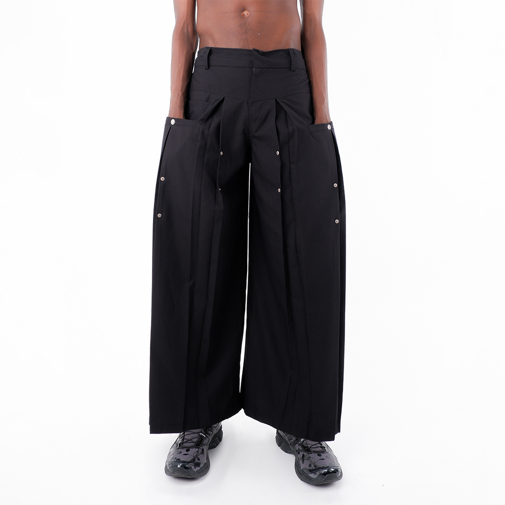 Double Pleated Trousers - Jet Black