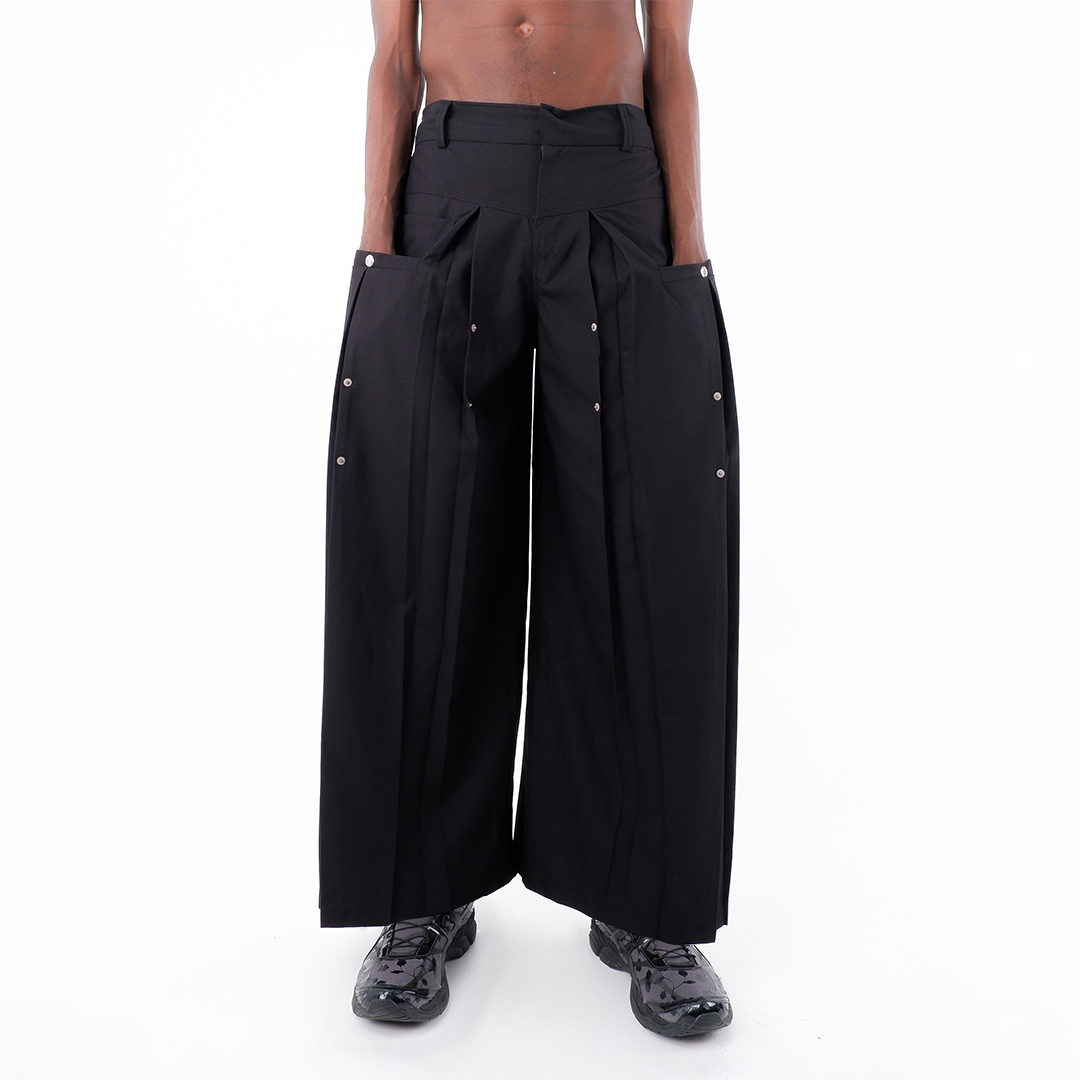 Double Pleated Trousers - Jet Black