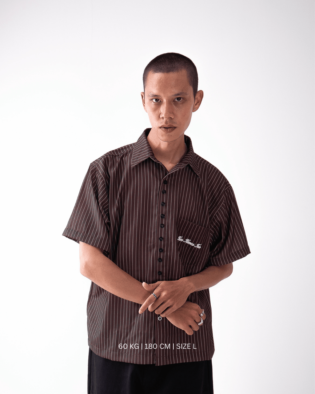 Pinstripe Logo Workshirt - Brown