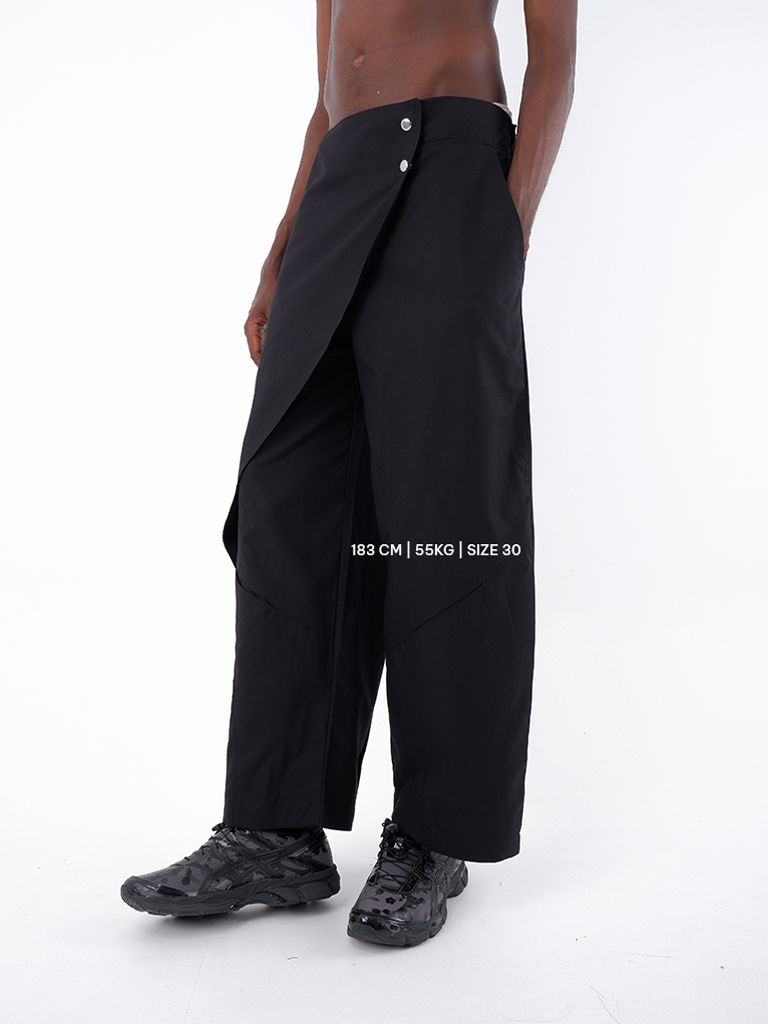 Detachable Layered Trousers - Jet Black