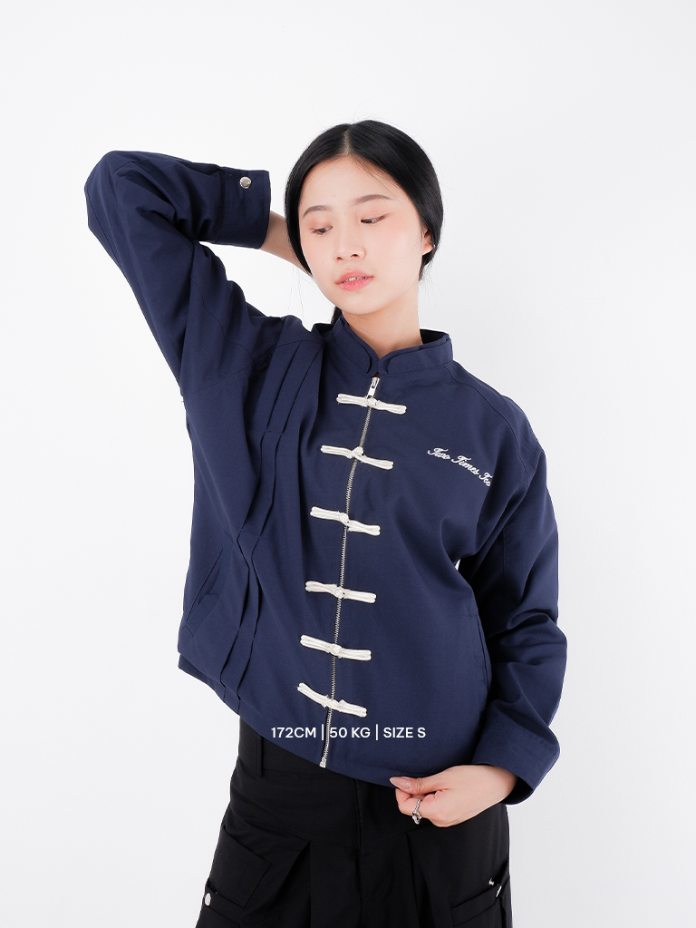 Chinese Jacket - Navy / Cream