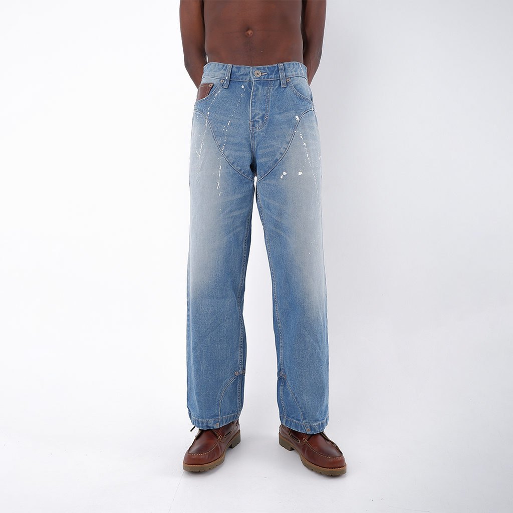 Splattered Cowboy Denim - Washed Blue