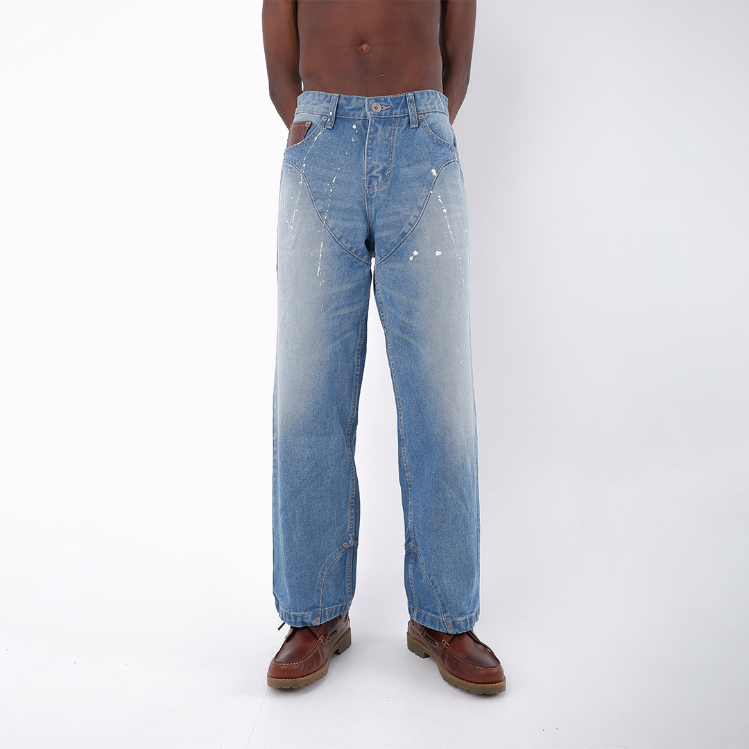 Splattered Cowboy Denim - Washed Blue