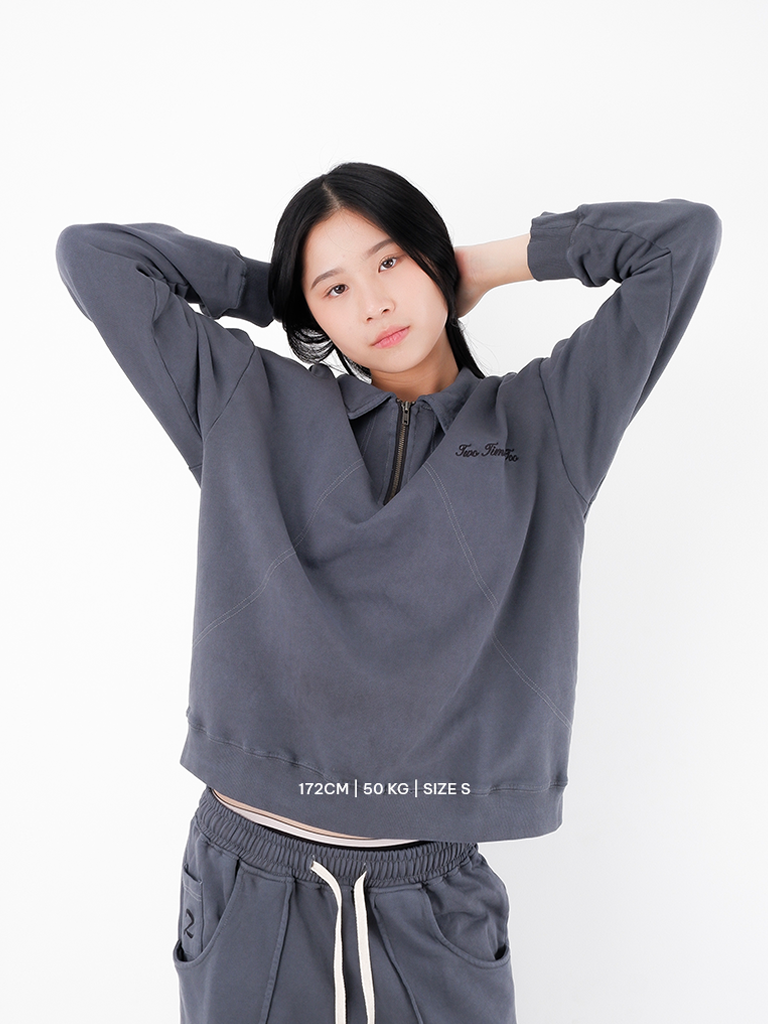 French Terry Rugby Shirt - Aged Black