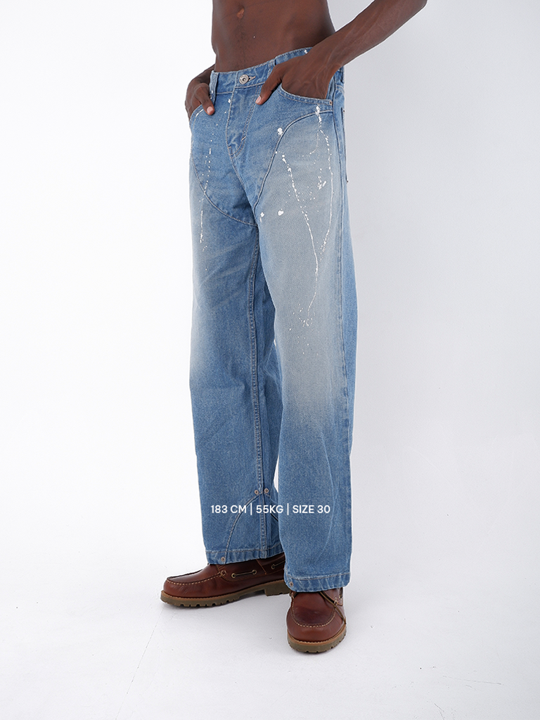 Splattered Cowboy Denim - Washed Blue