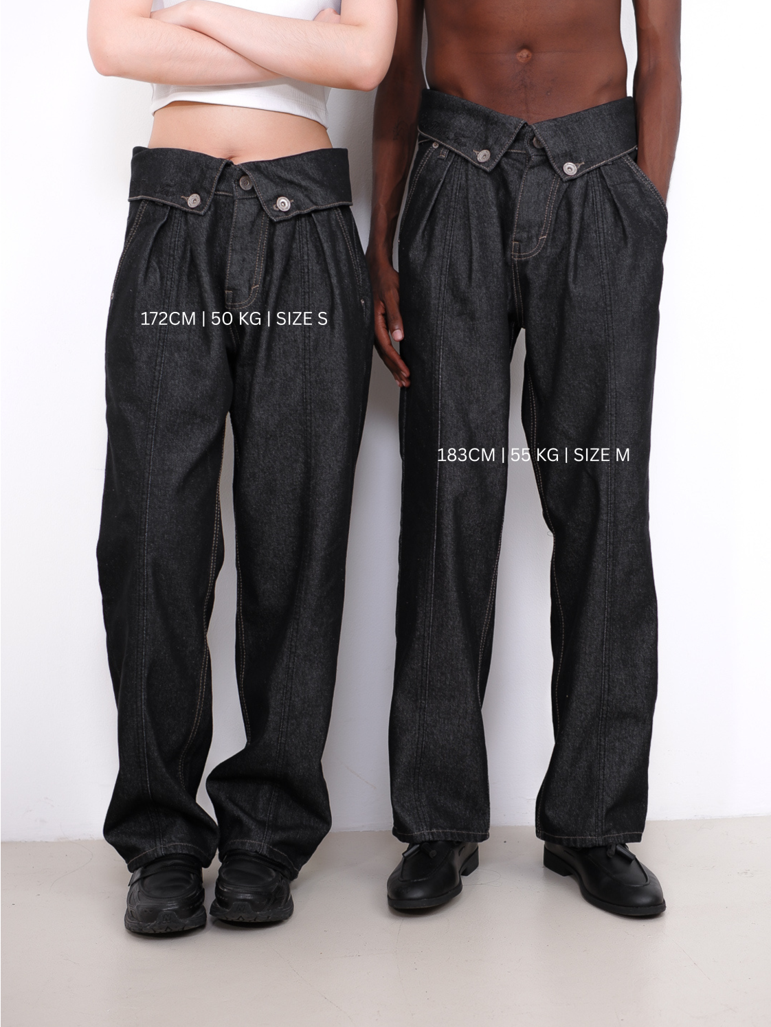 Pleated Raw Denim