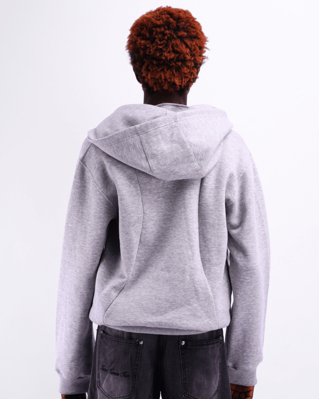 Boxy Half Zip Hoodie - Light Grey
