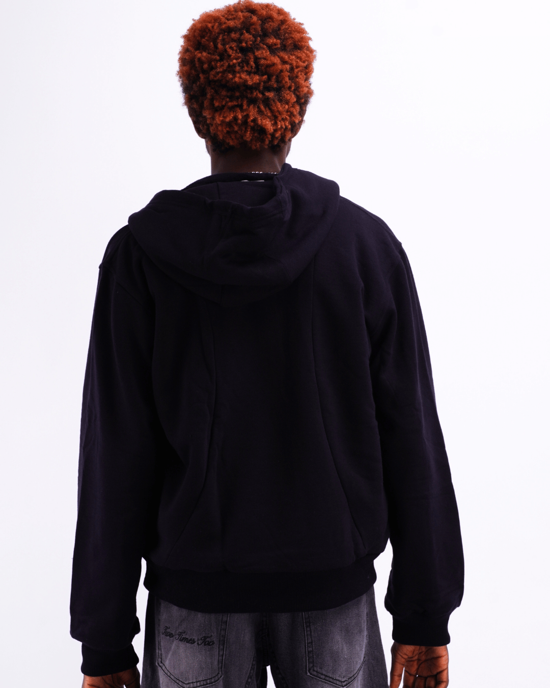 Boxy Half Zip Hoodie - Black