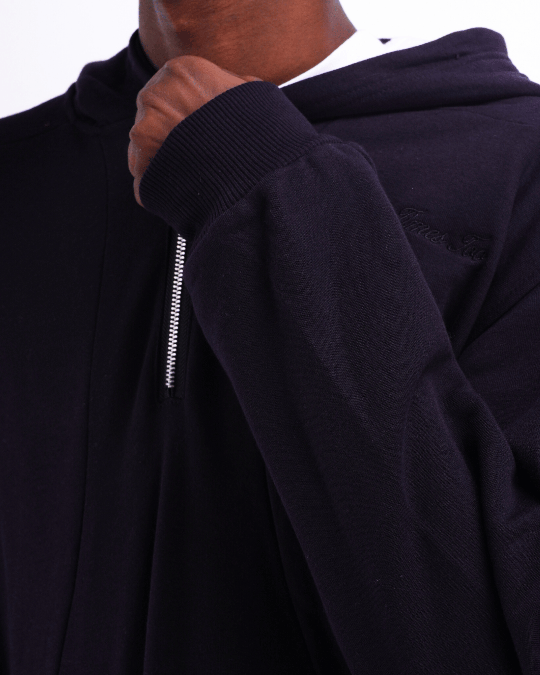 Boxy Half Zip Hoodie - Black