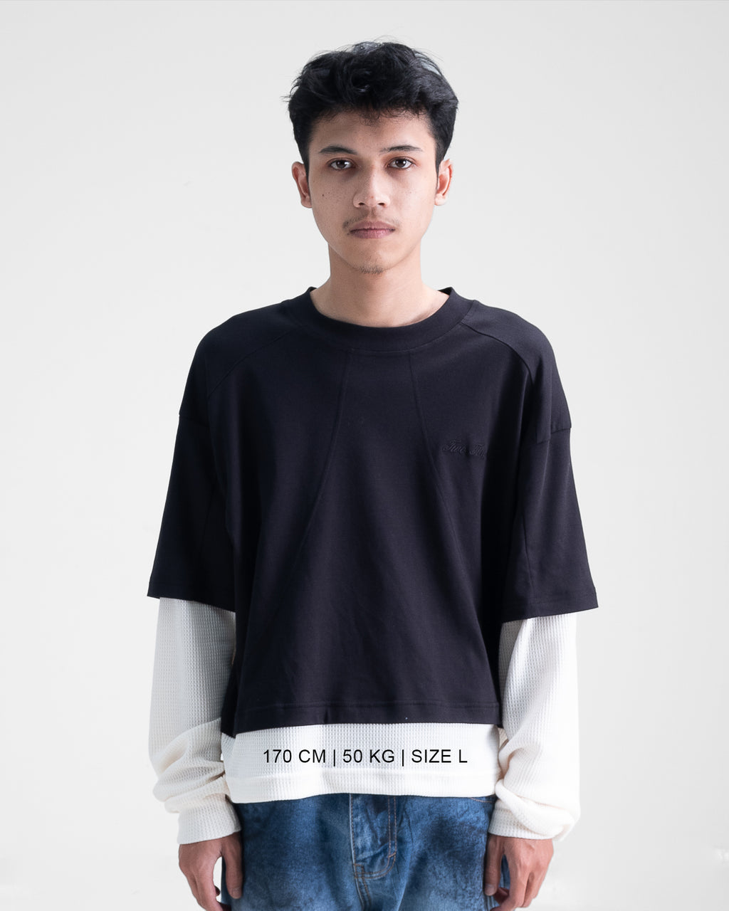 Double Layered Waffle Black/Broken White (Men)