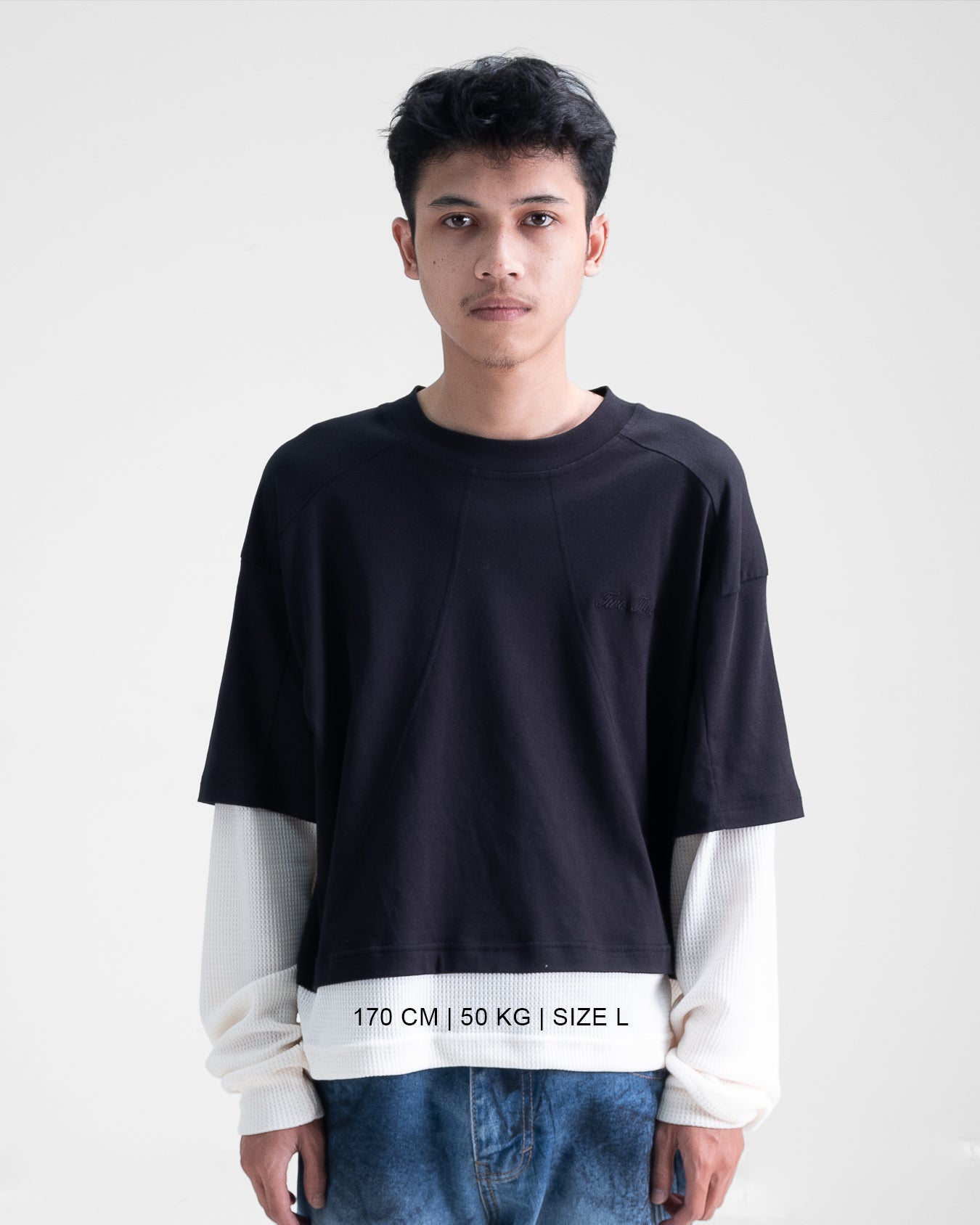 Double Layered Waffle Black/Broken White (Men)