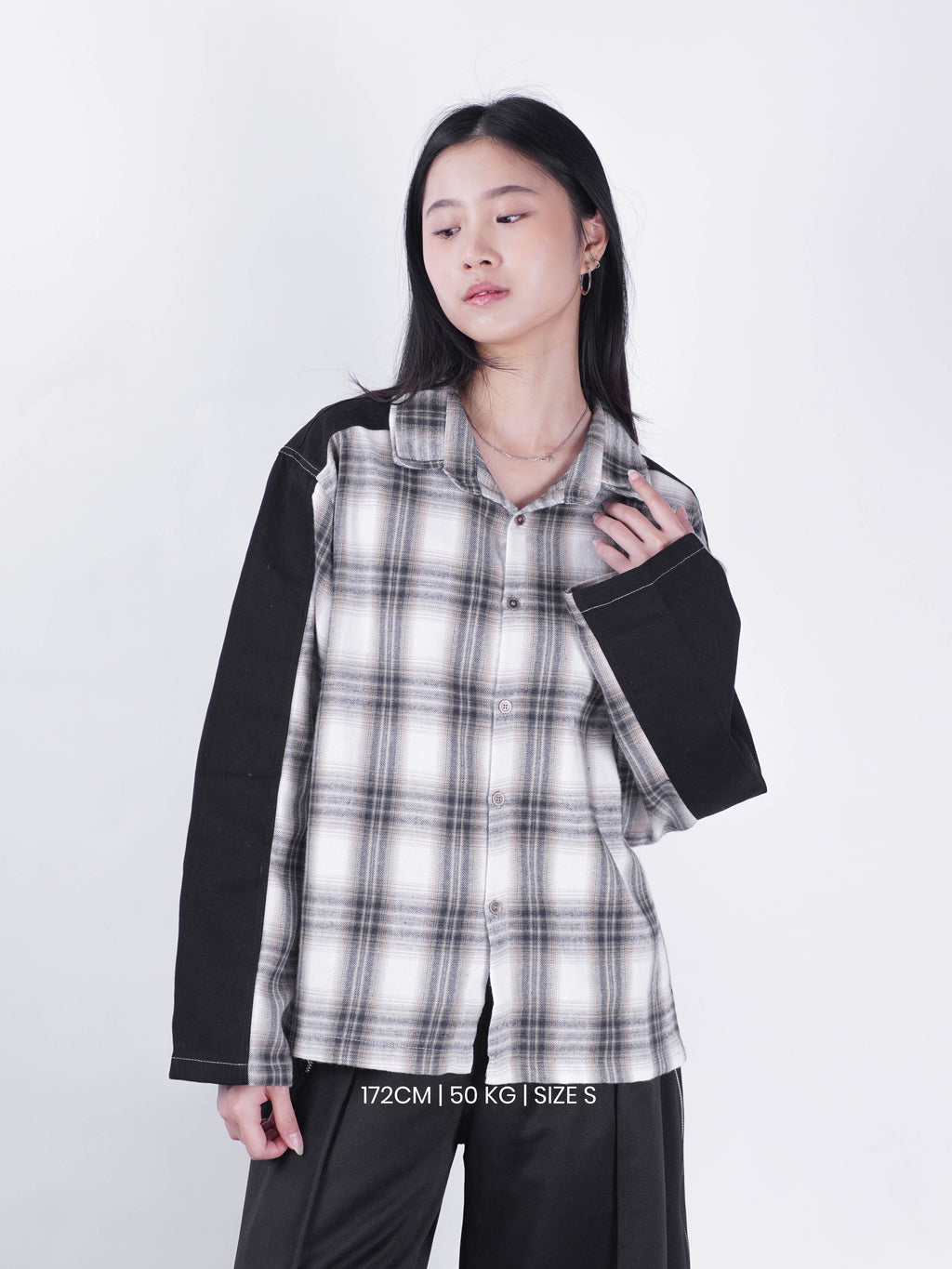 Two Tone Zipper Flannel Shirt