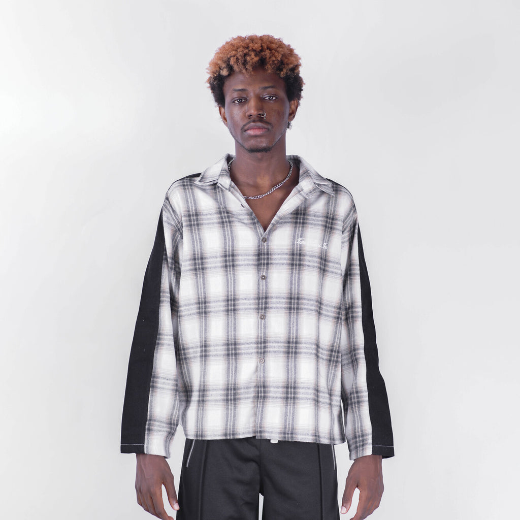 Two Tone Zipper Flannel Shirt