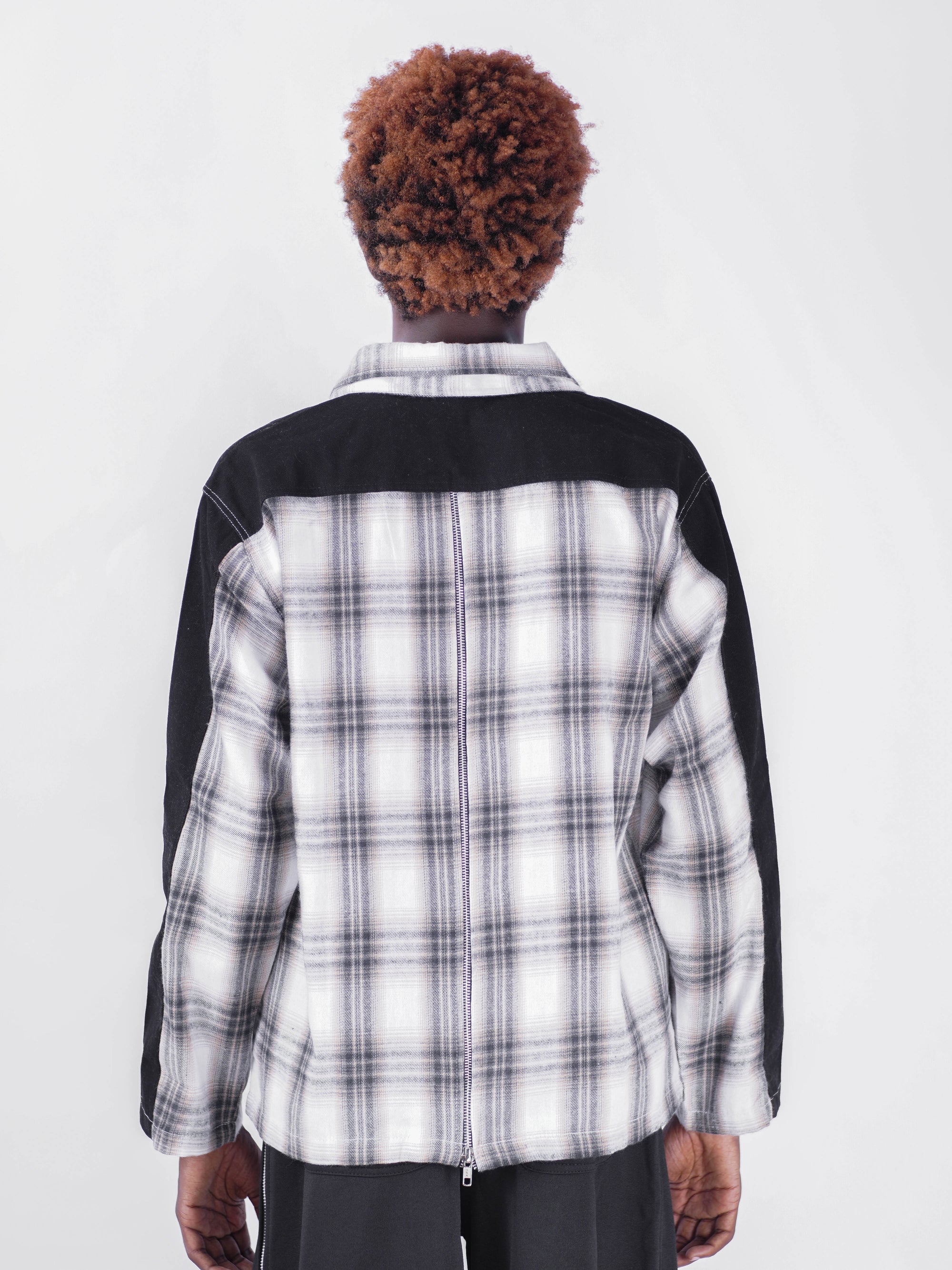 Two Tone Zipper Flannel Shirt