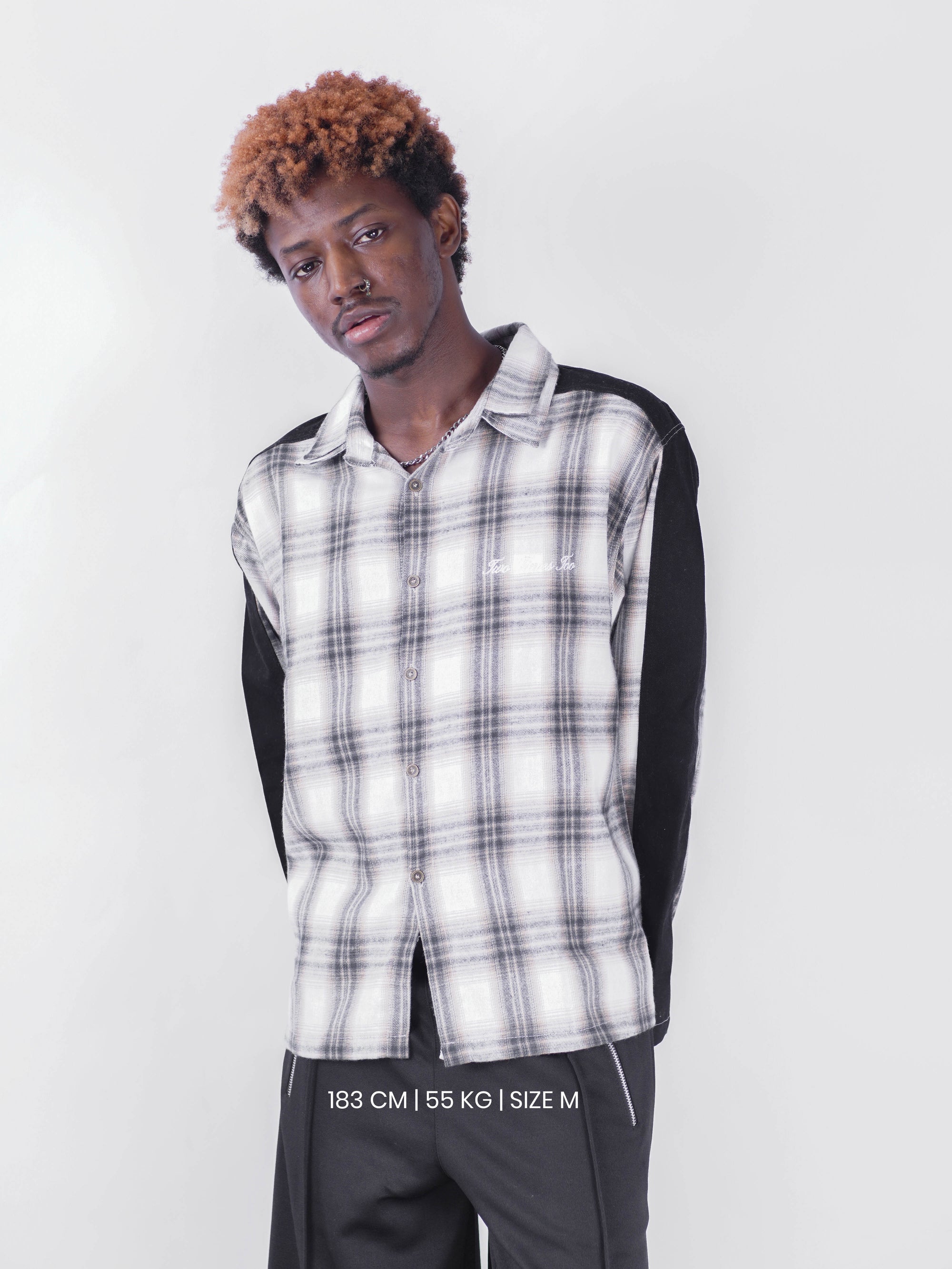 Two Tone Zipper Flannel Shirt