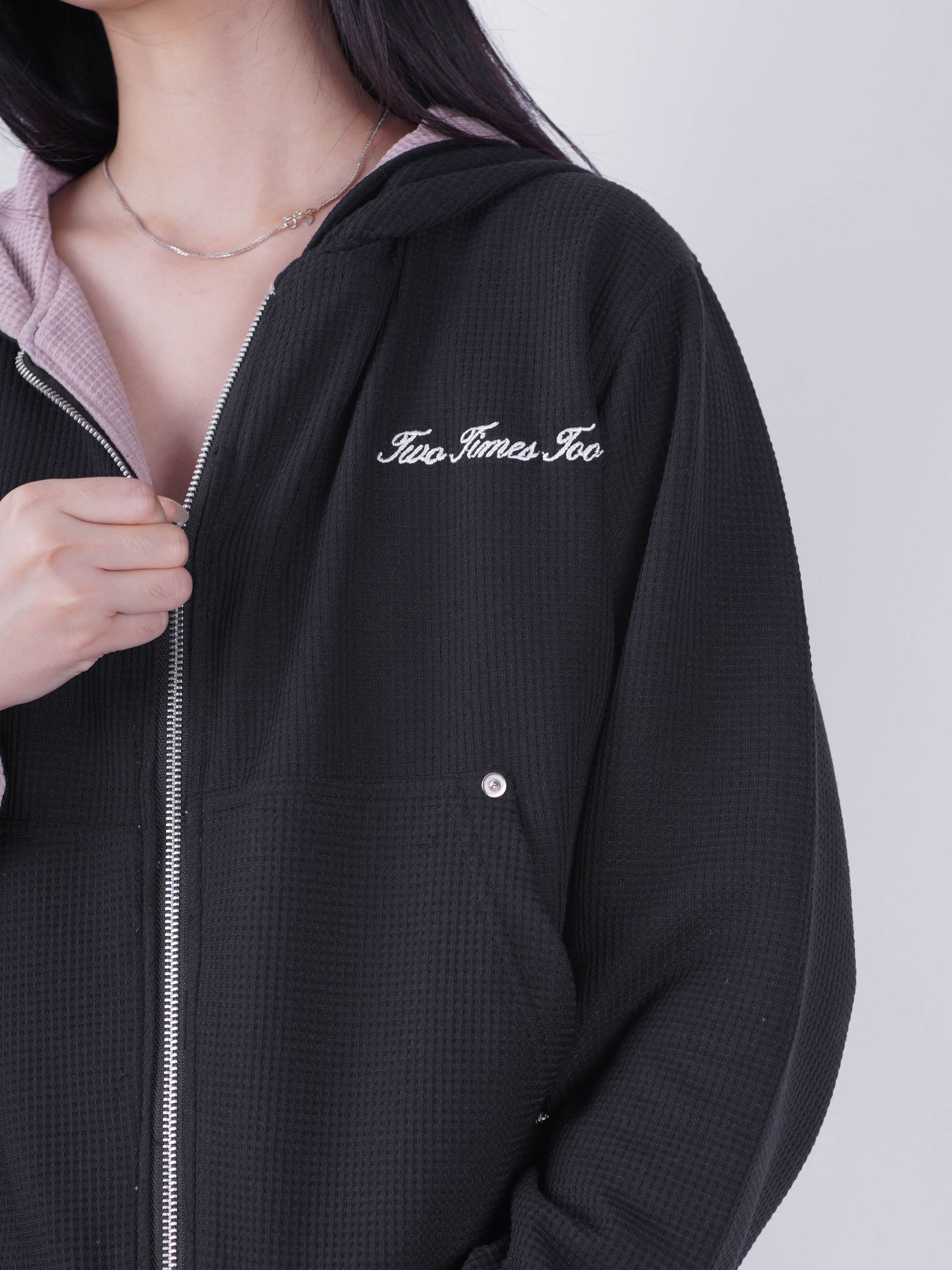 Reversible Waffle Knit Hoodie