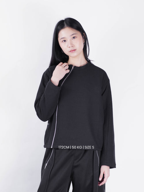 Asymetrical Zipper Crewneck
