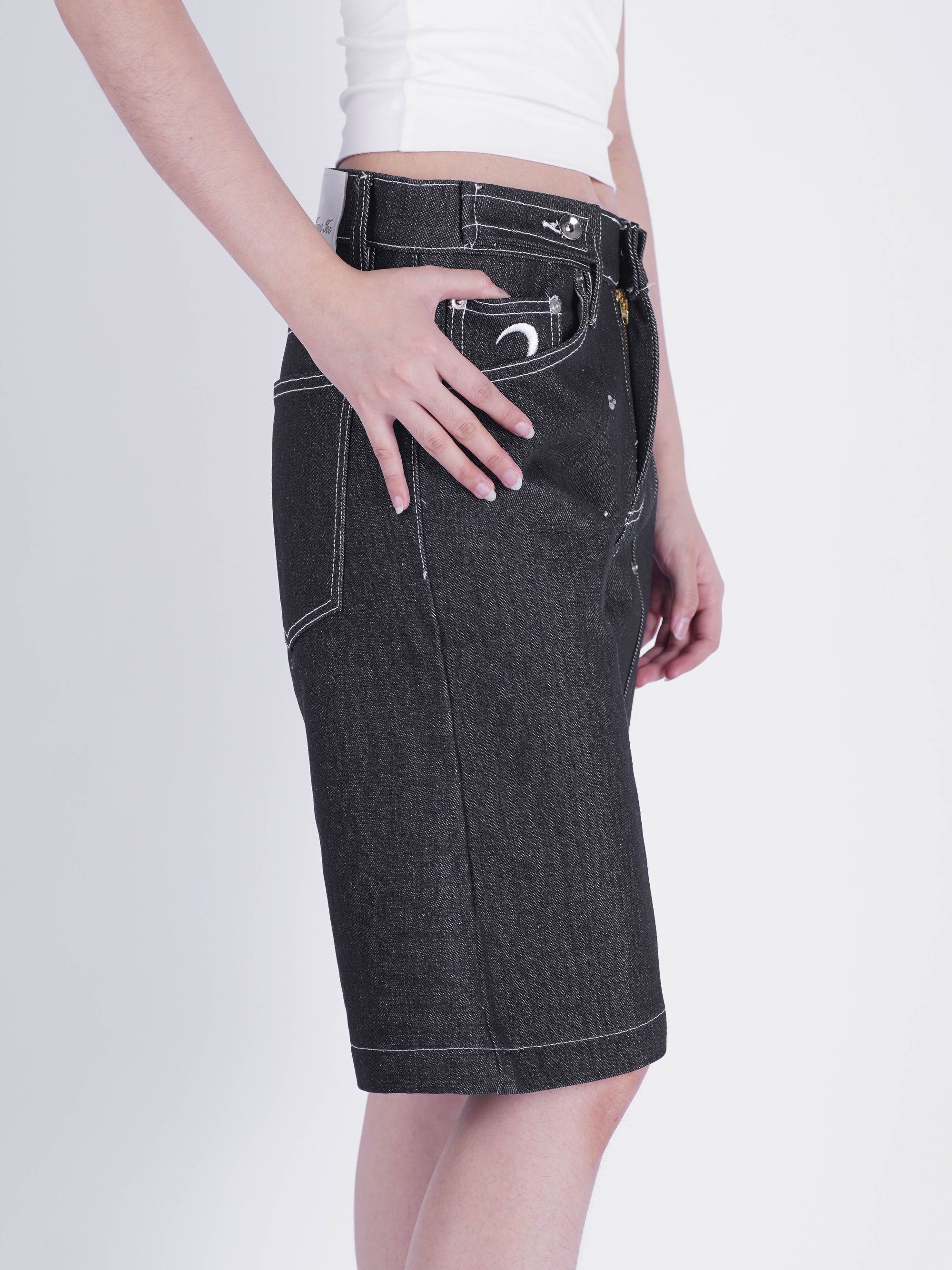 Pleated Jorts - Raw Black