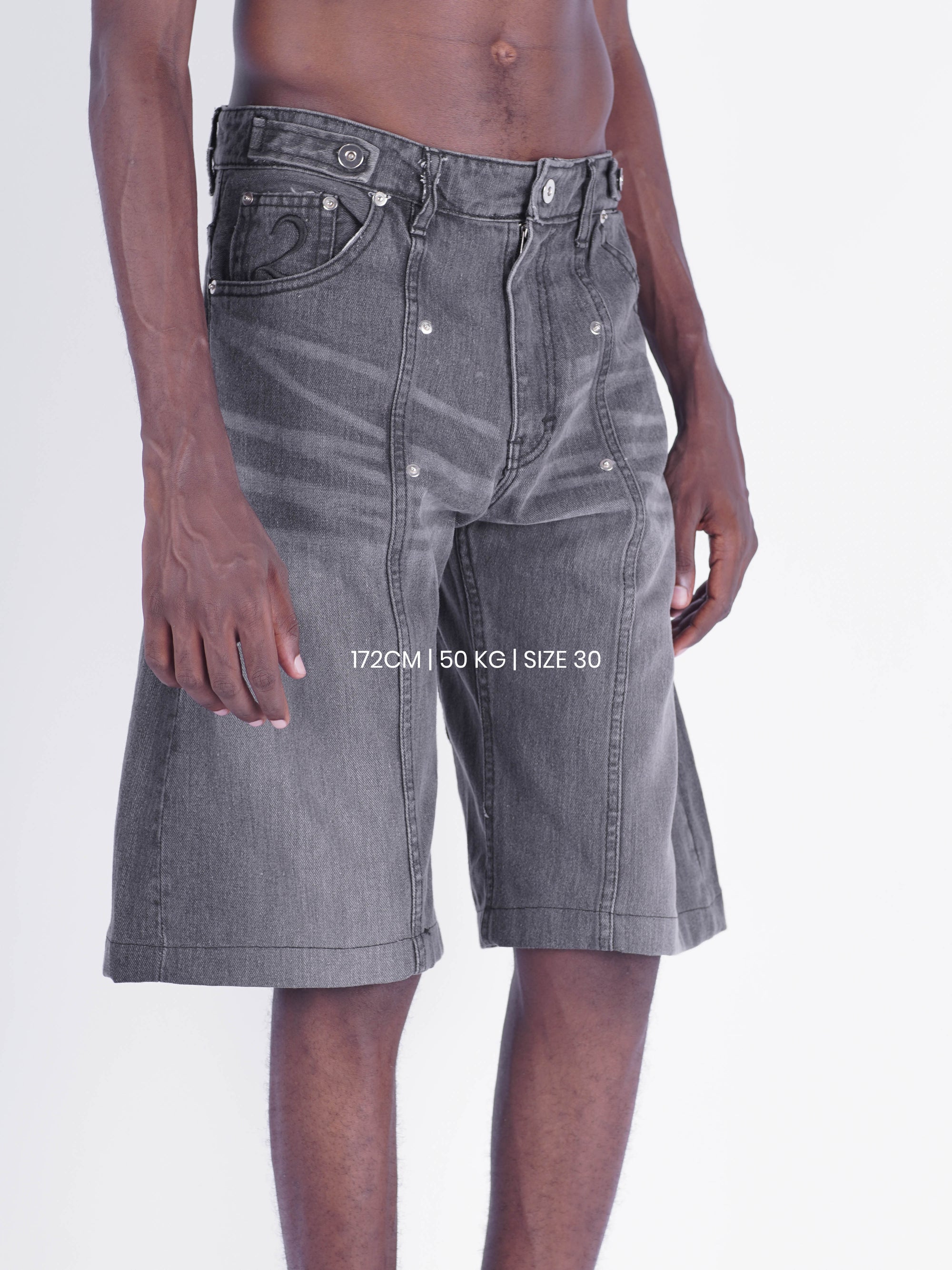 Pleated Jorts - Aged Black