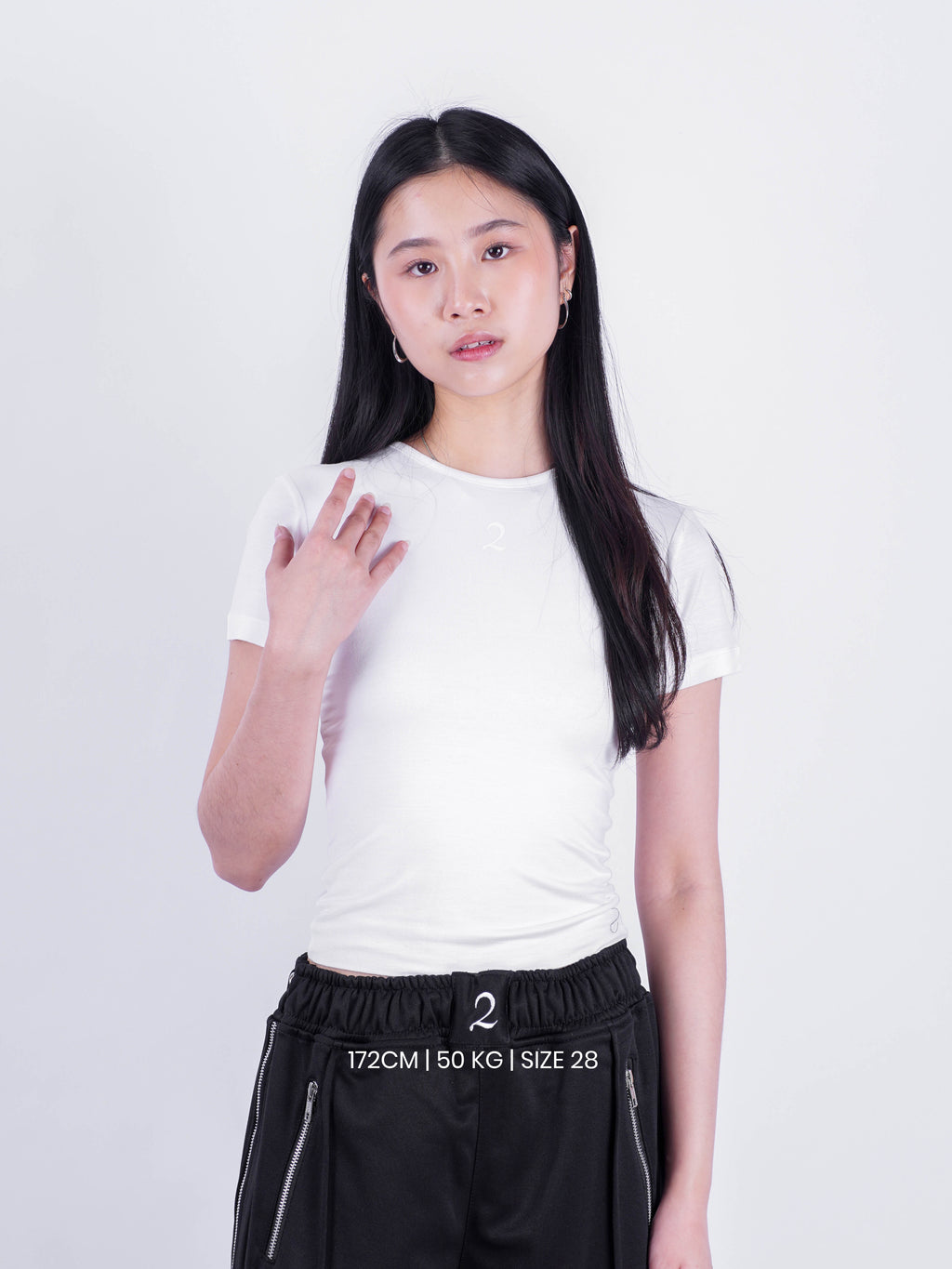 Double Layered Tencel Fitted Top Shortsleeve - White