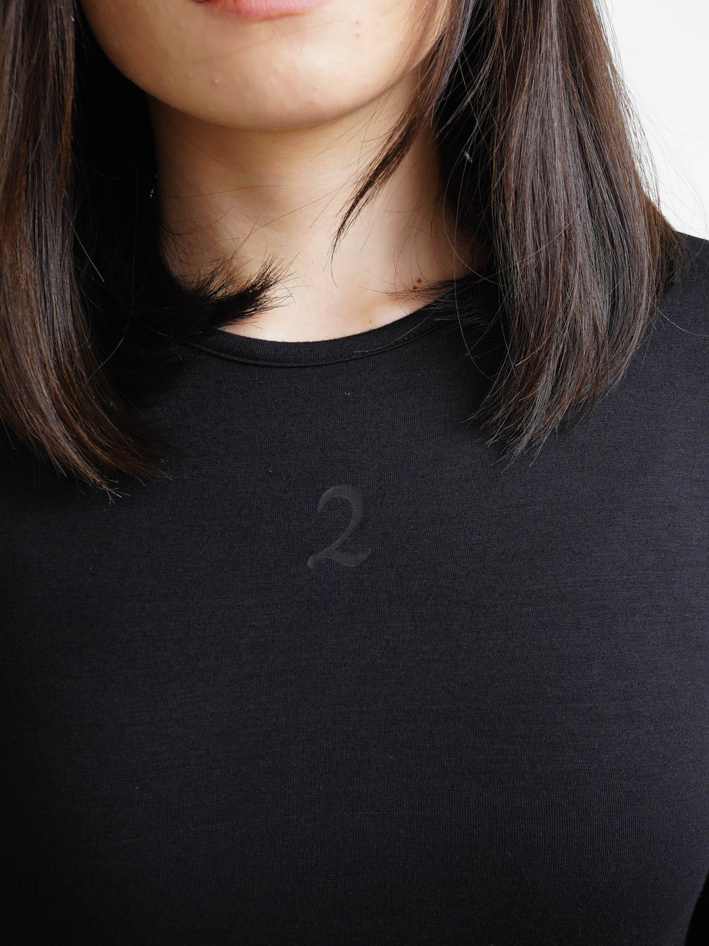 Double Layered Tencel Fitted Top Shortsleeve - Jet Black