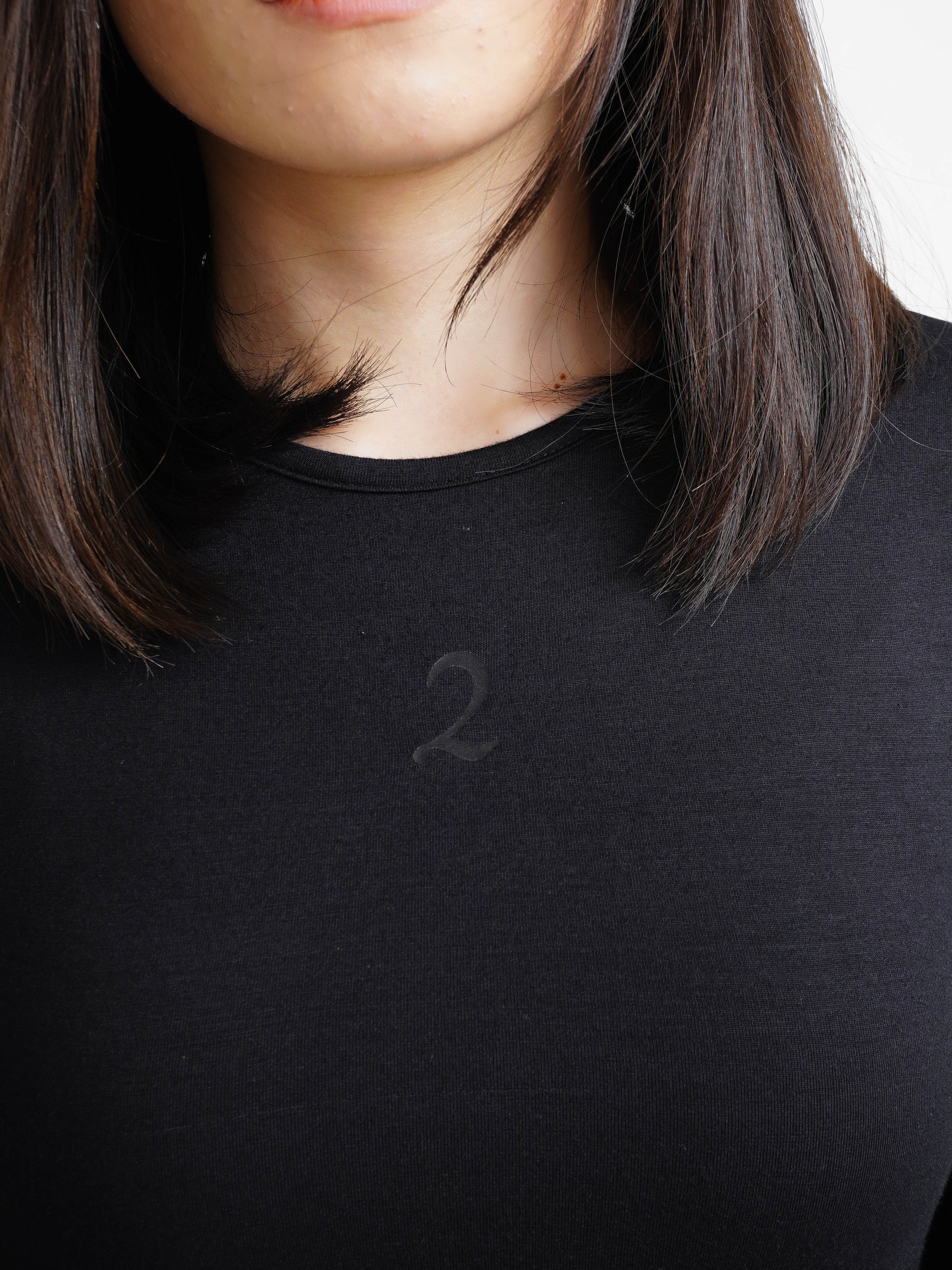 Double Layered Tencel Fitted Top Shortsleeve - Jet Black