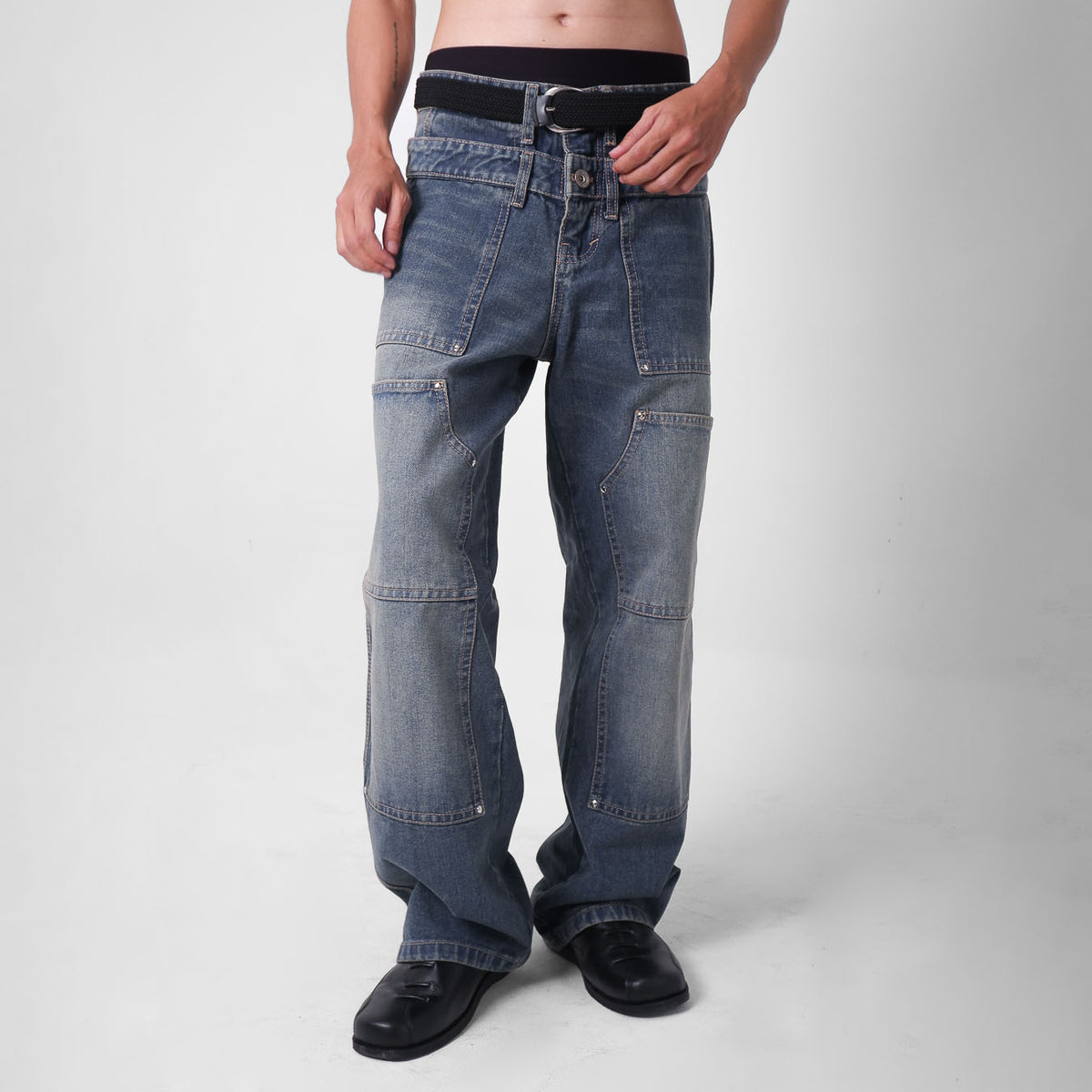 Double Knee Ghost Denim - Vintage blue