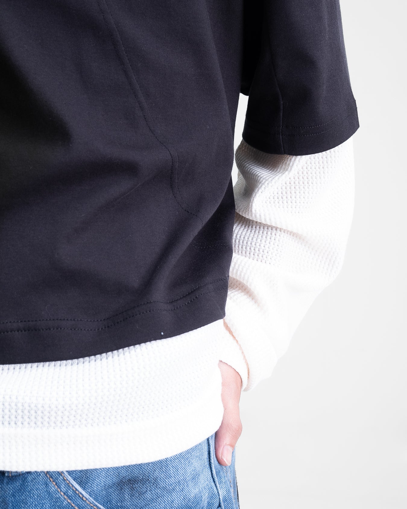 Double Layered Waffle Black/Broken White (Men)