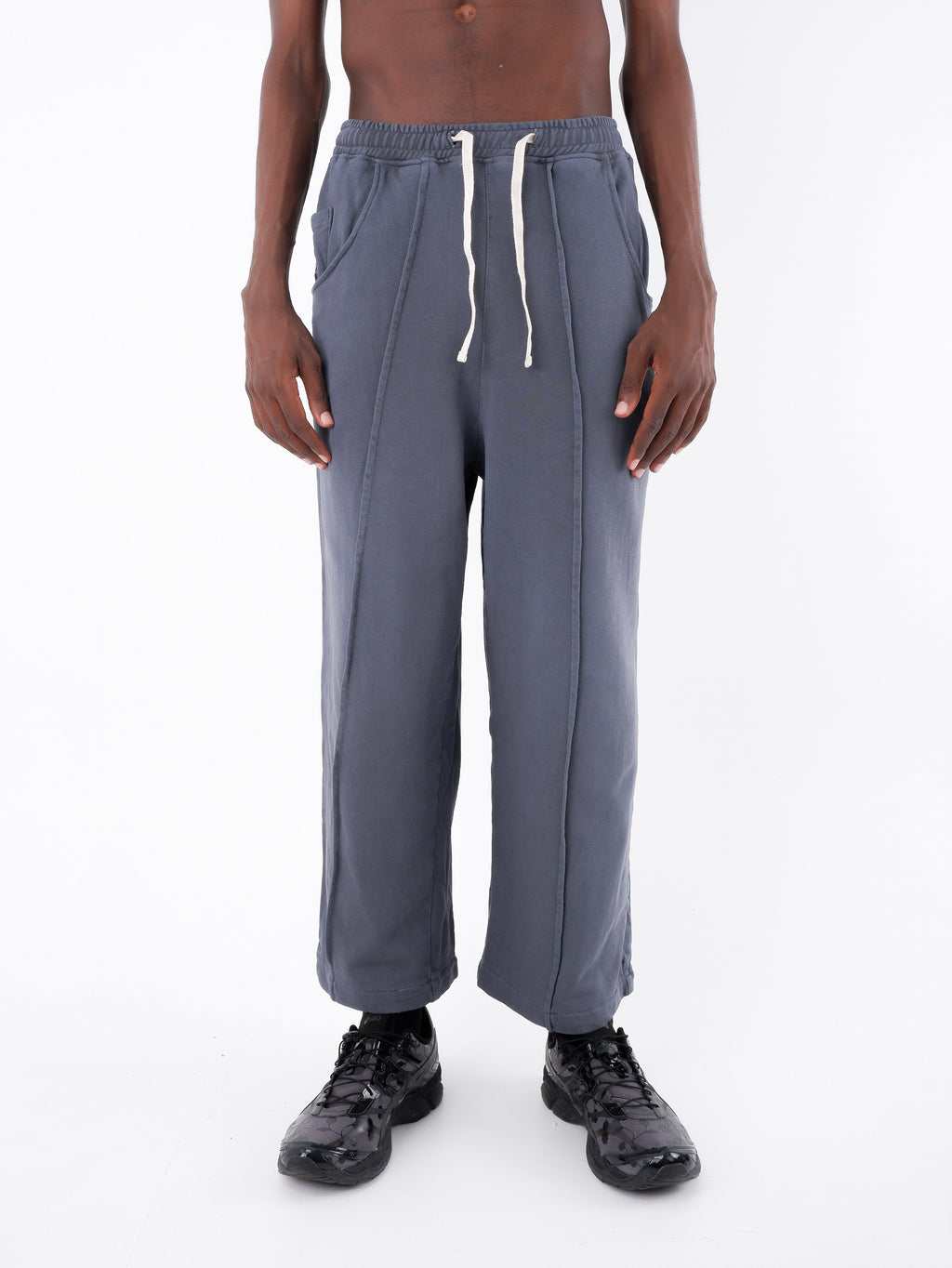 French Terry Pleated Jean Sweatpants - Aged Black