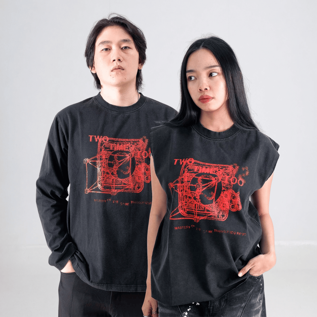 Geometric Longsleeve Tee - Black