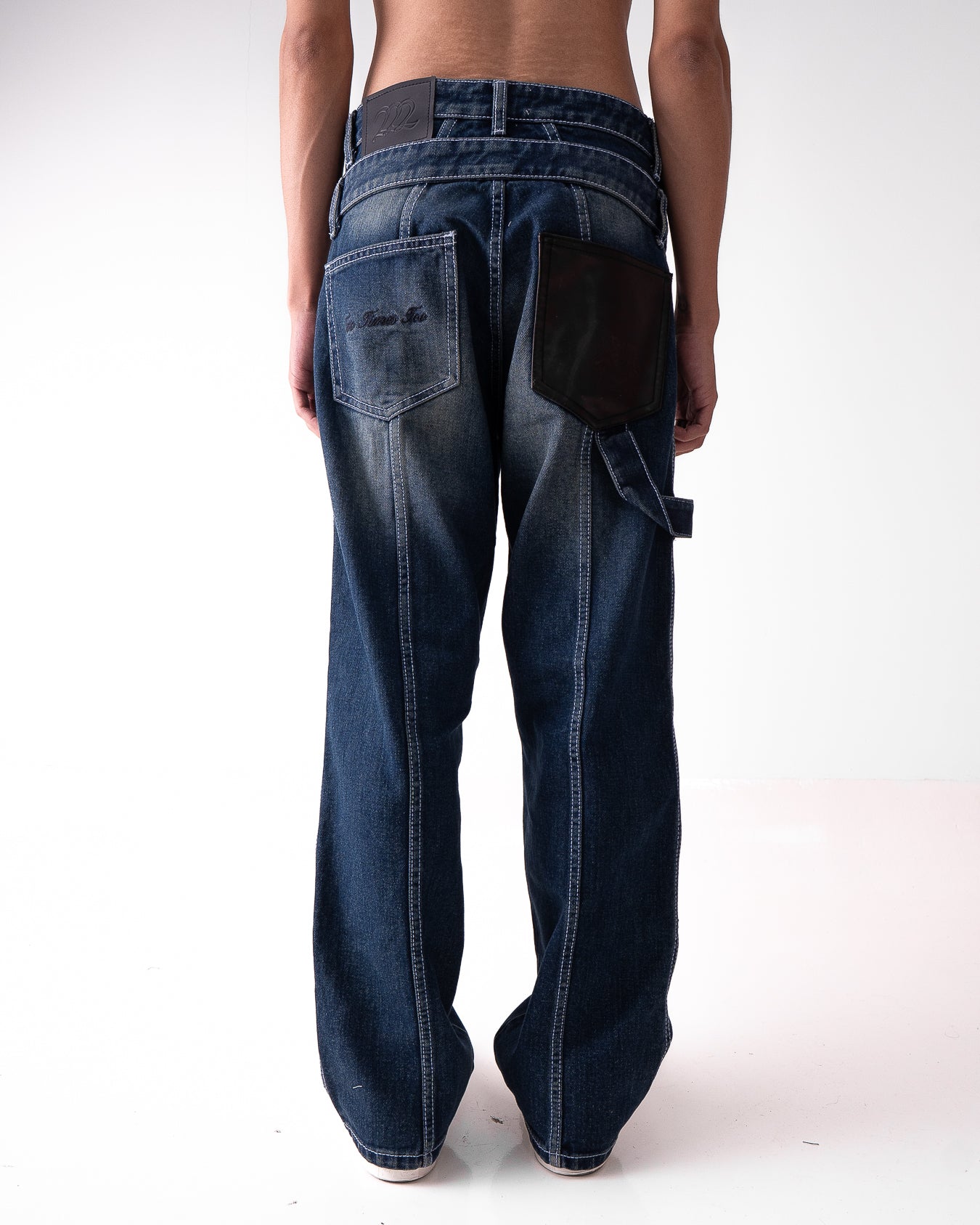 Double Knee Washed Denim Vintage Blue