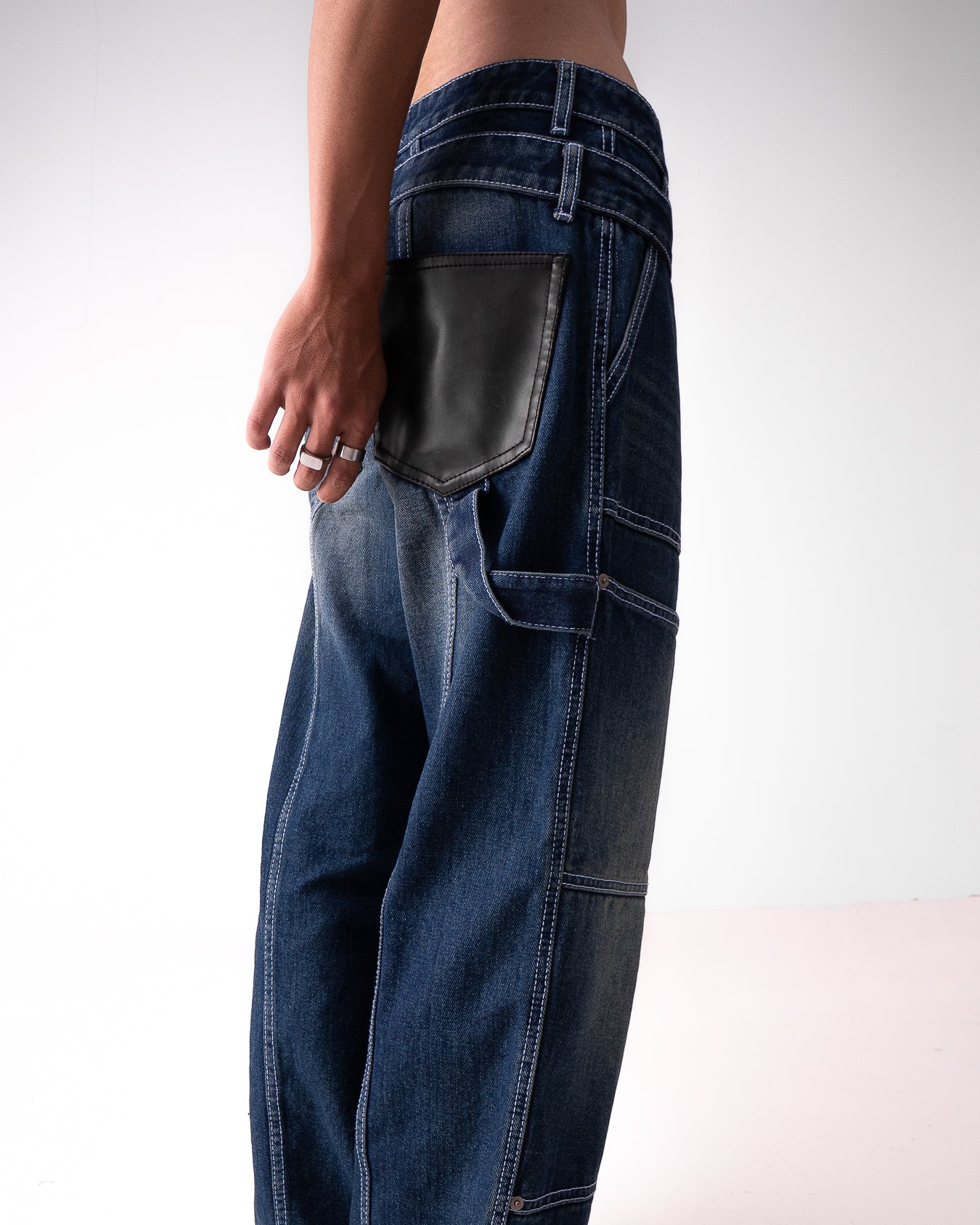 Double Knee Washed Denim Vintage Blue