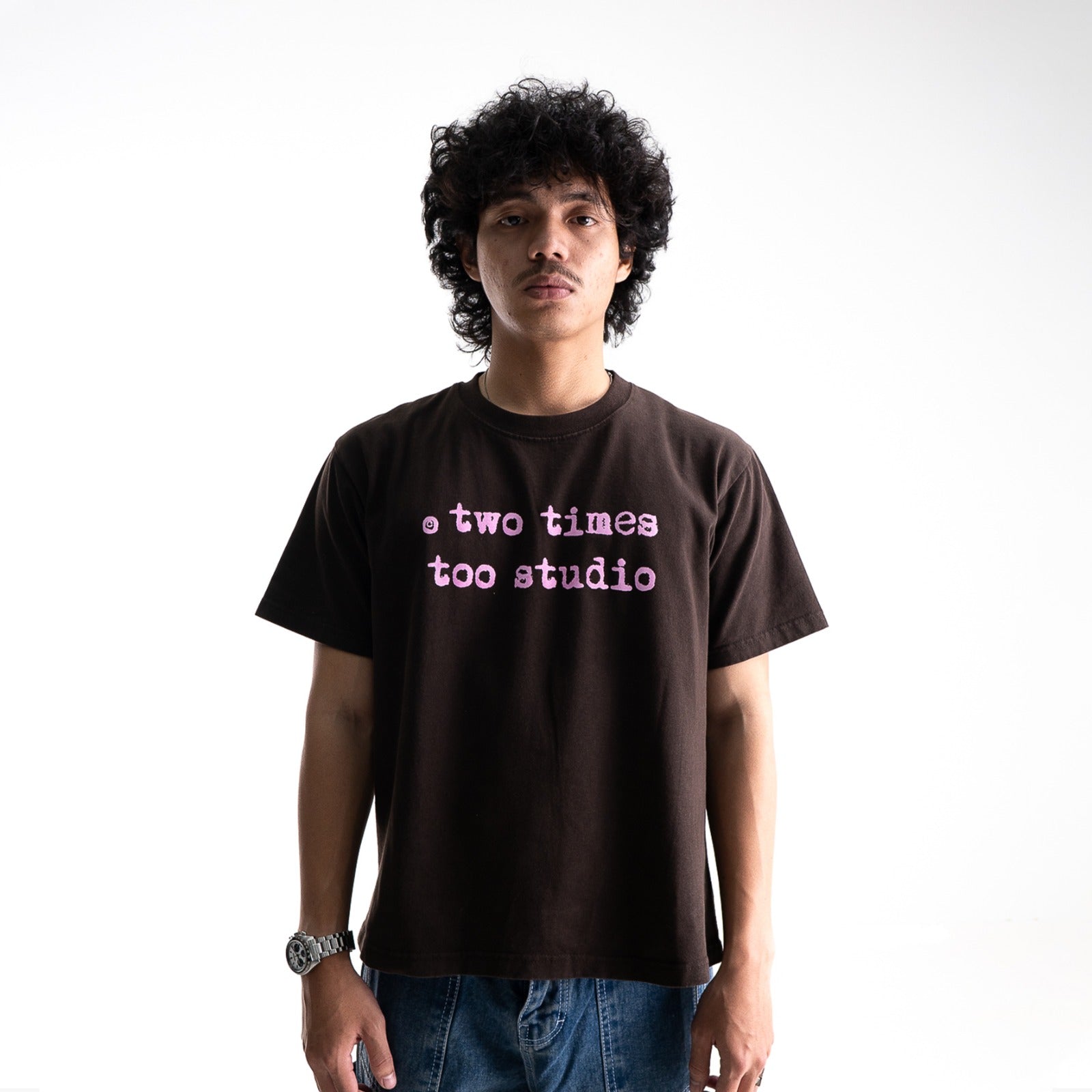 Logo Tee - Chocolate/Pink