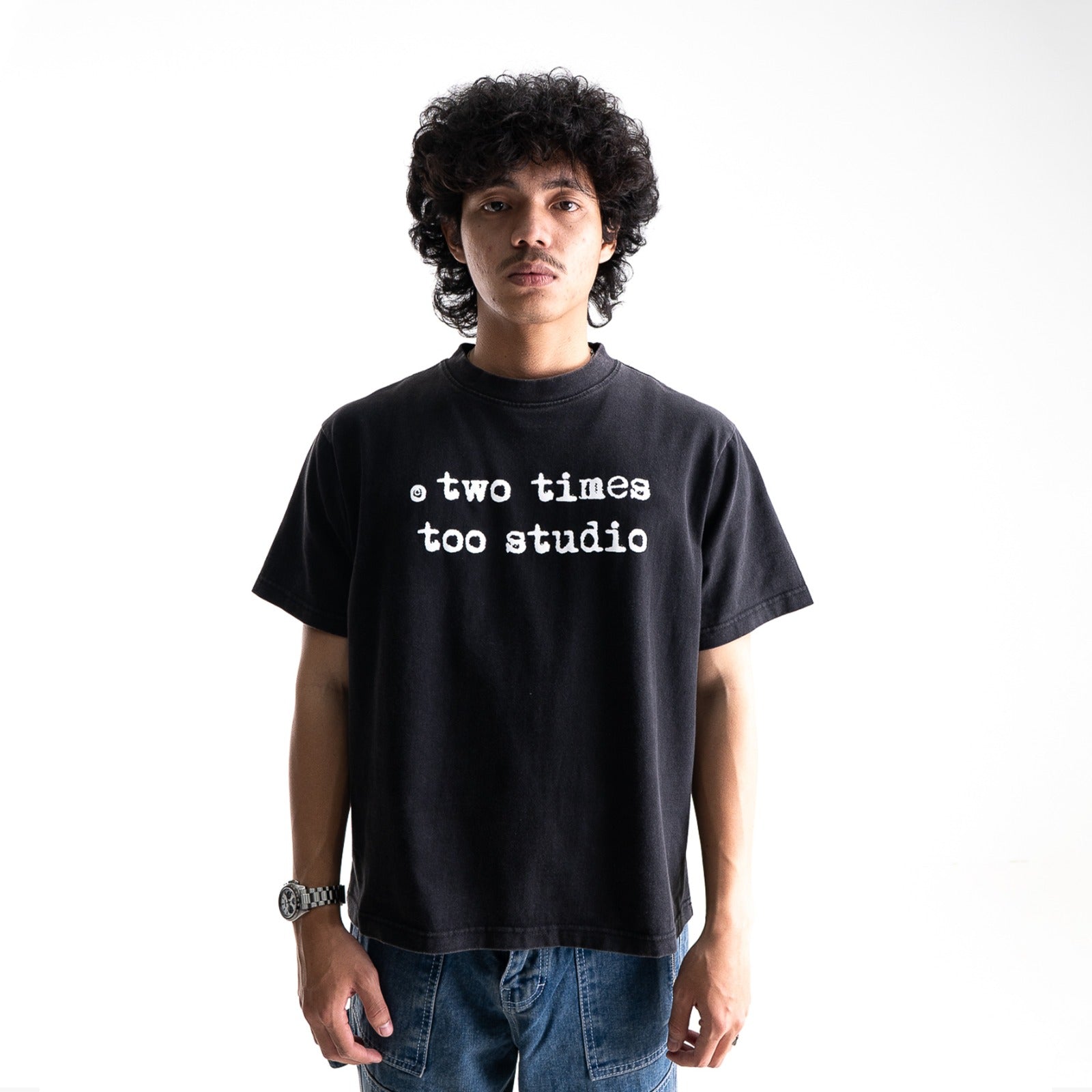 Logo Tee - Washed Black/White