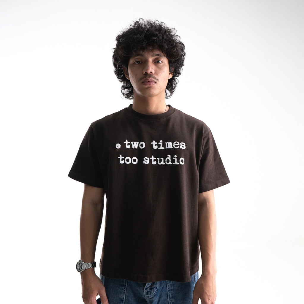 Logo Tee - Dark Brown/White