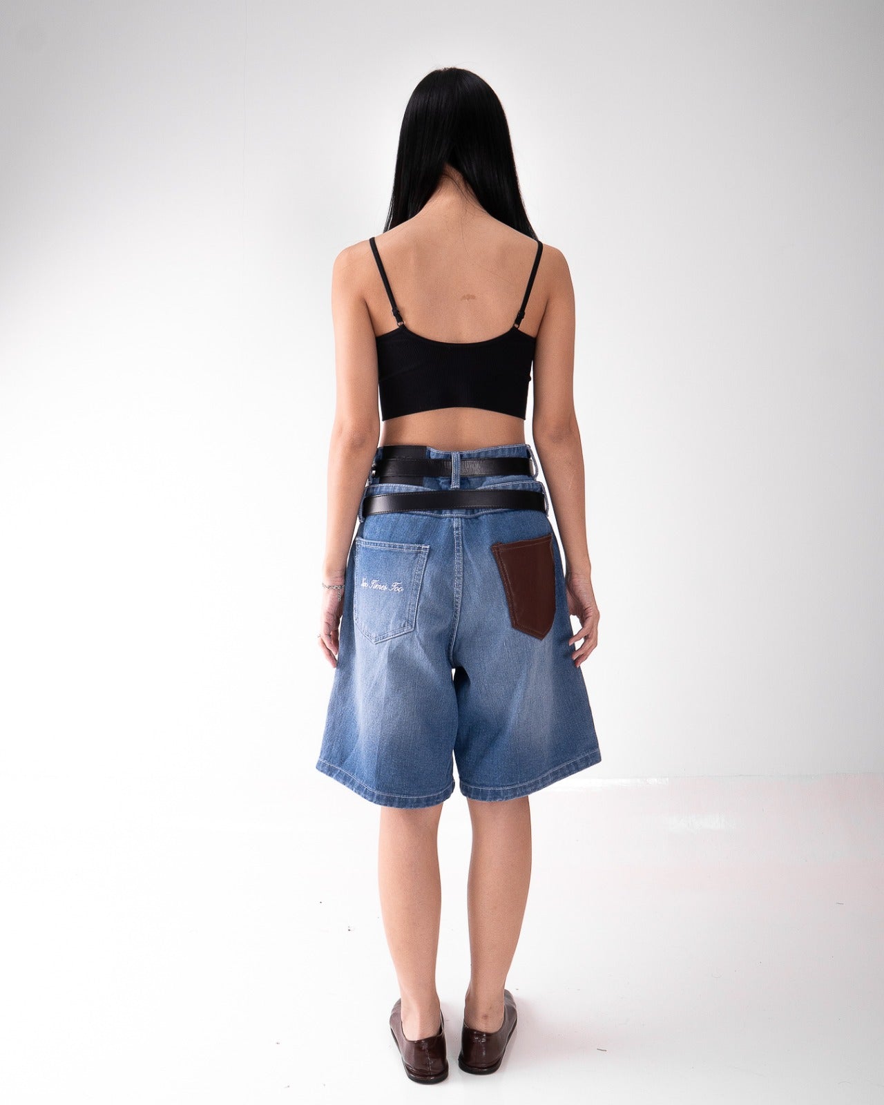 Double Knee Jorts - Light Blue