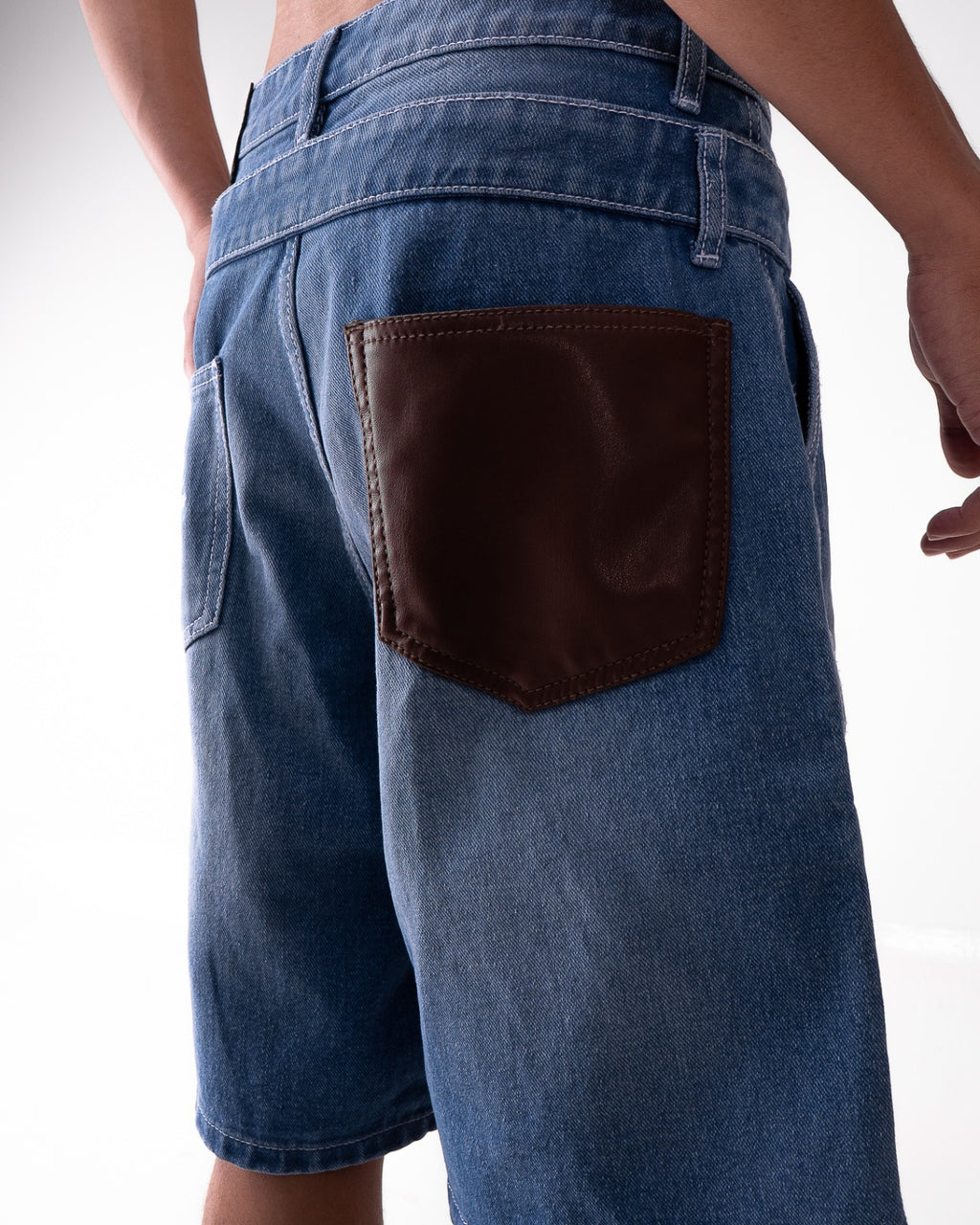 Double Knee Jorts - Light Blue