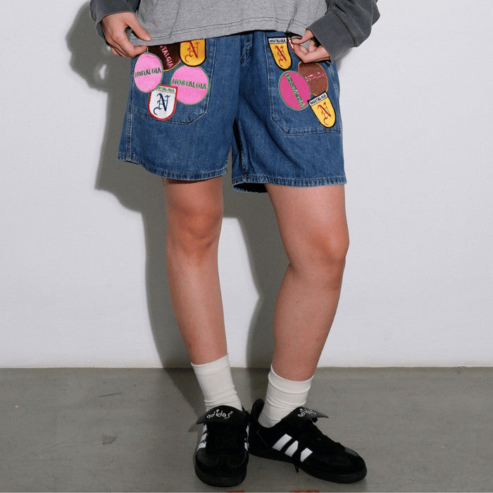 Patches denim Short