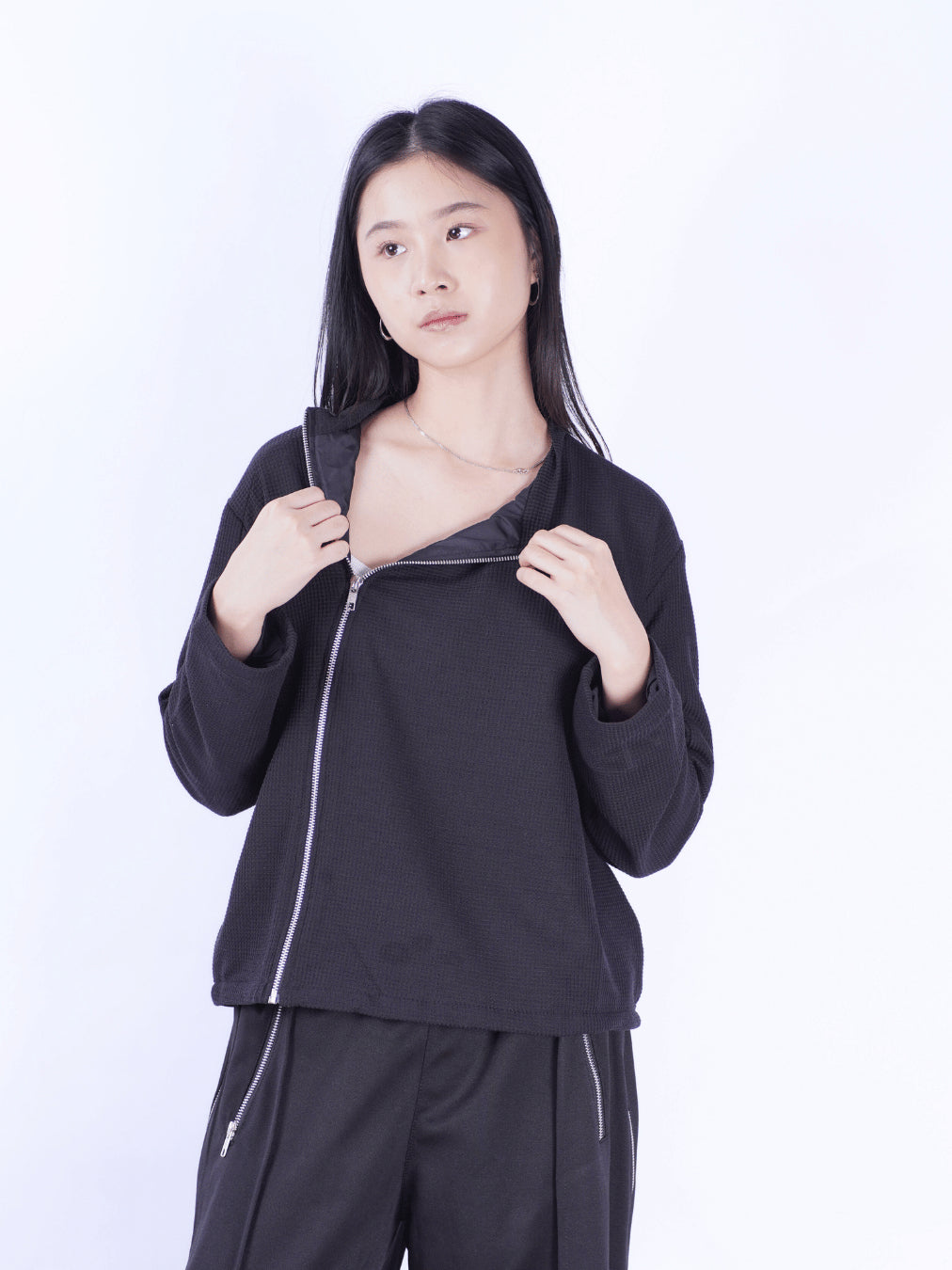 Asymetrical Zipper Crewneck